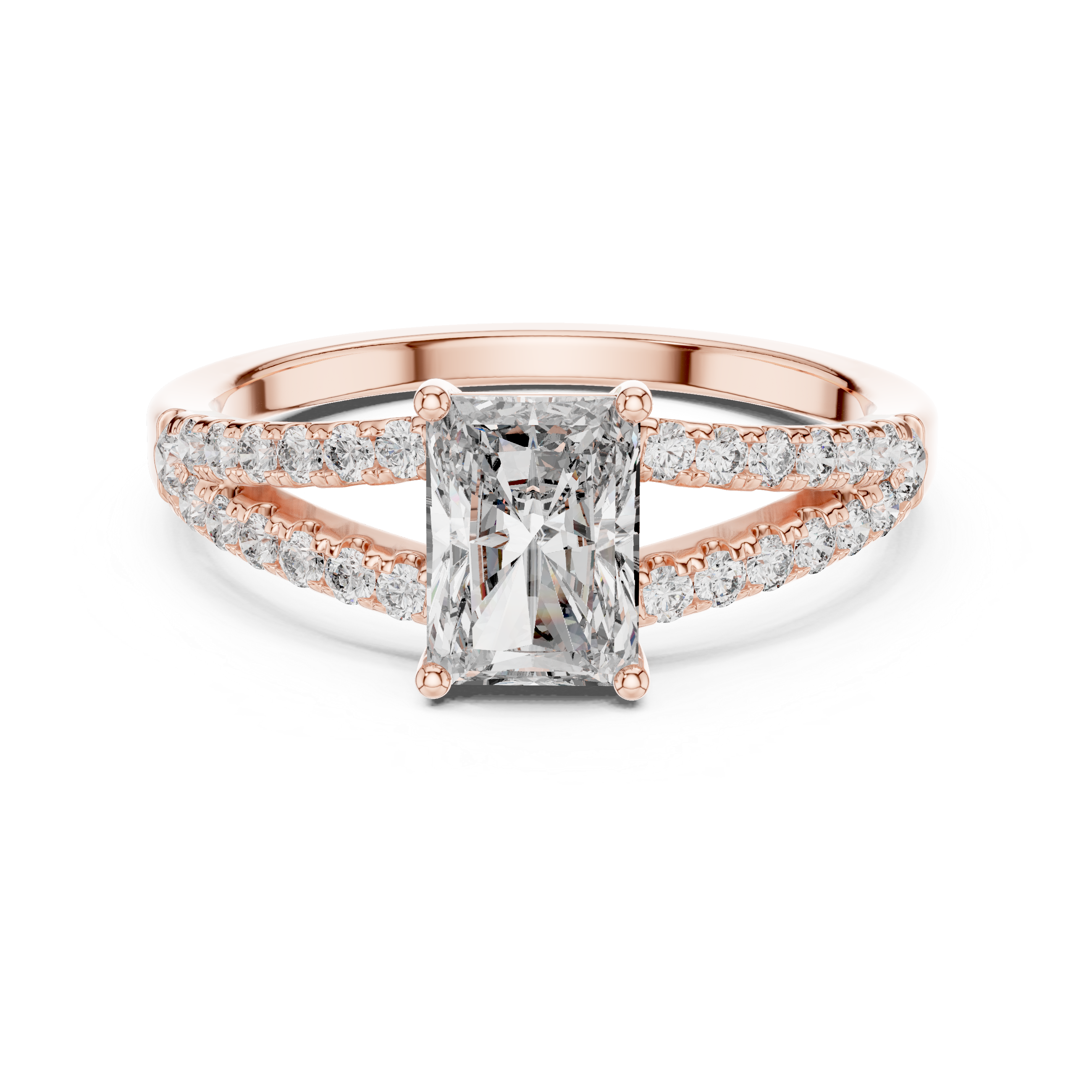 Luxury Radiant Split Diamond Ring