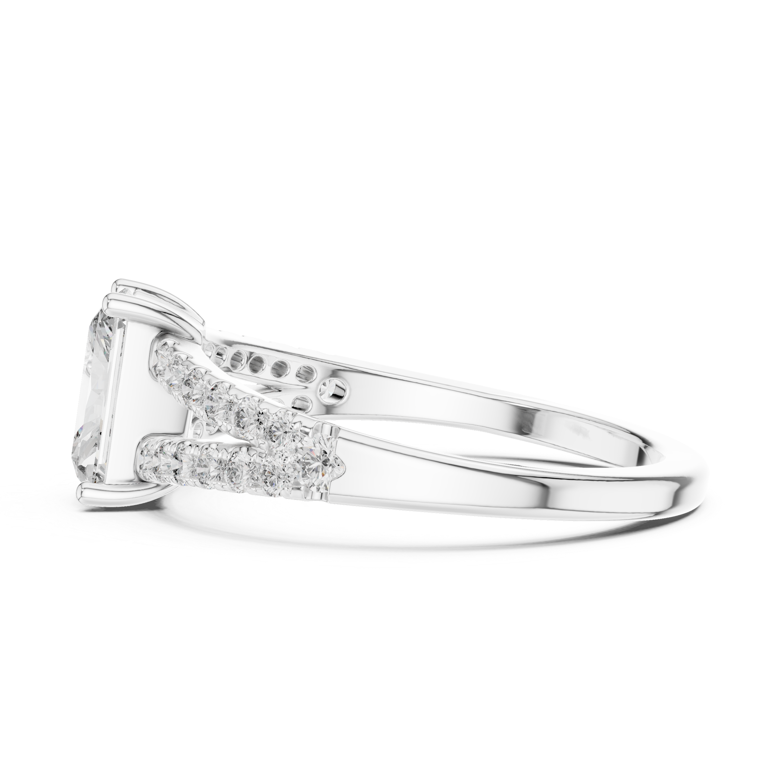 Luxury Radiant Split Diamond Ring