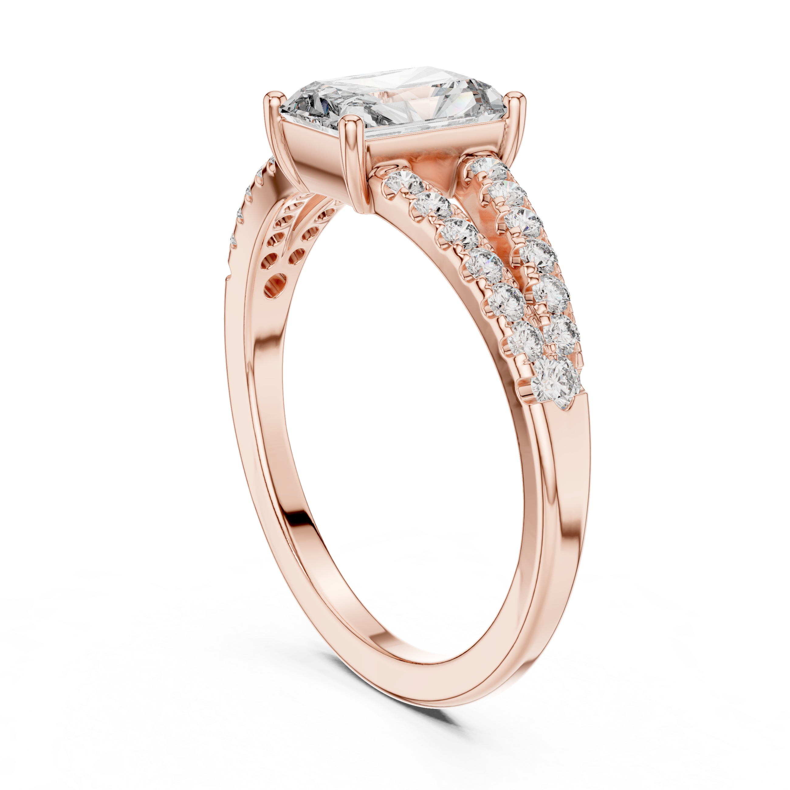 Luxury Radiant Split Diamond Ring