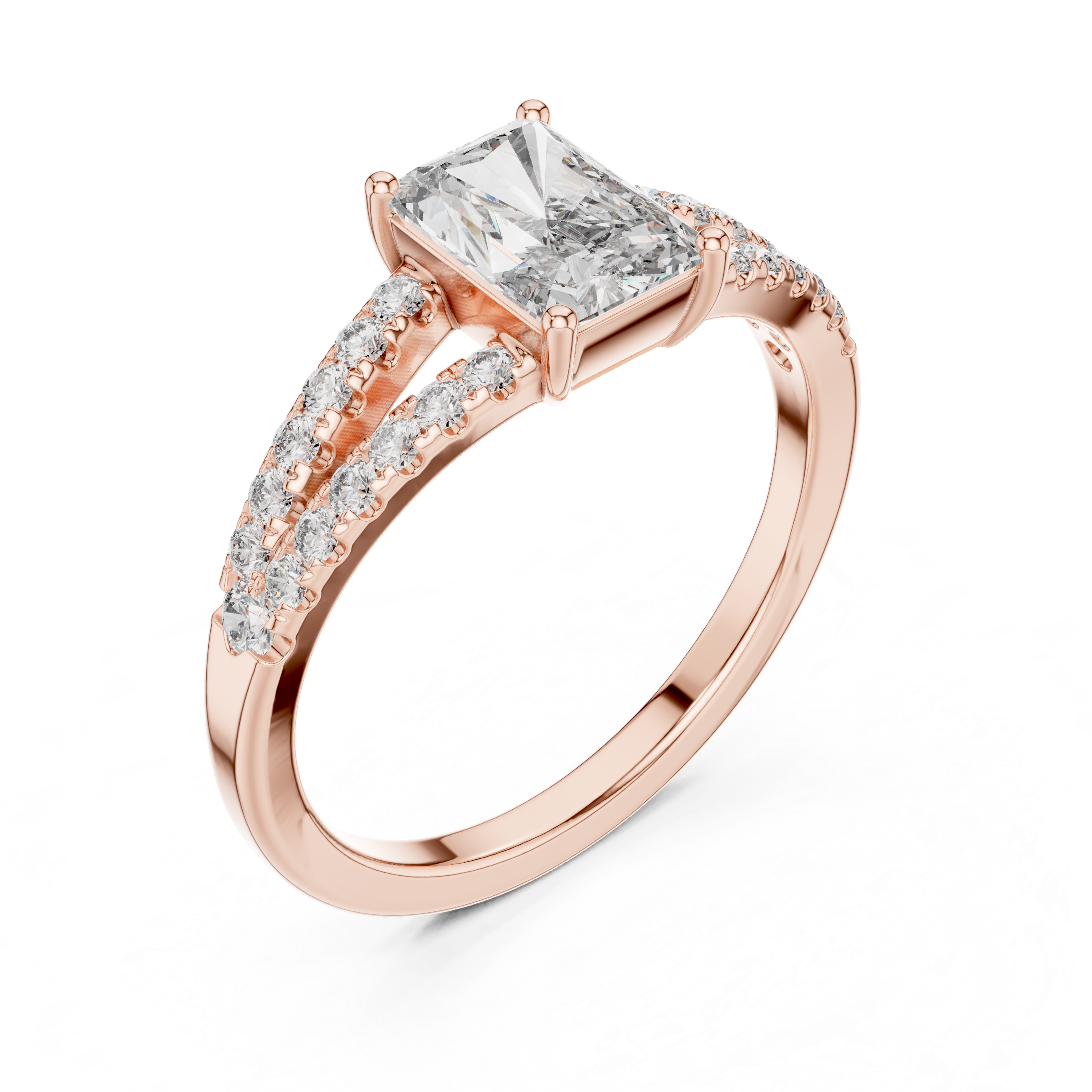 Luxury Radiant Split Diamond Ring