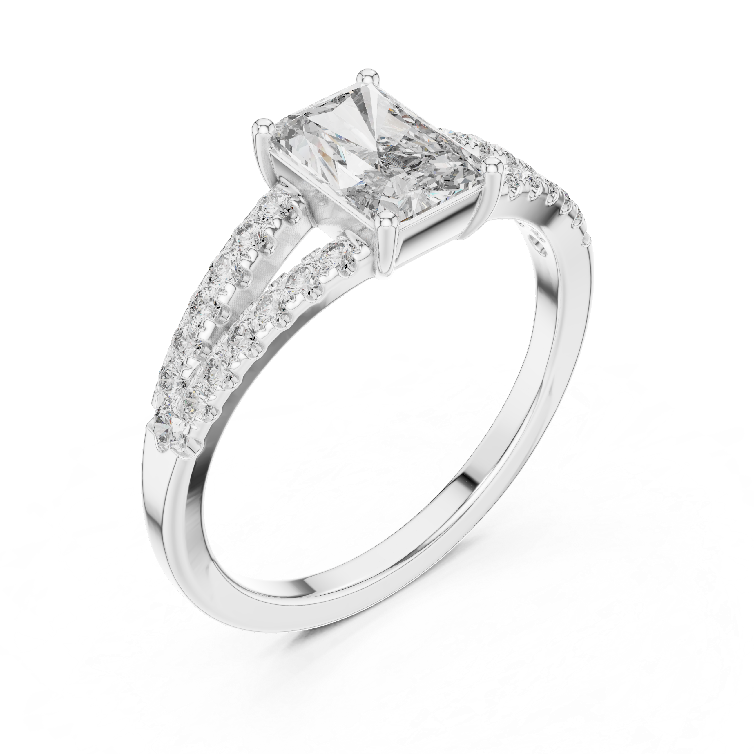 Luxury Radiant Split Diamond Ring
