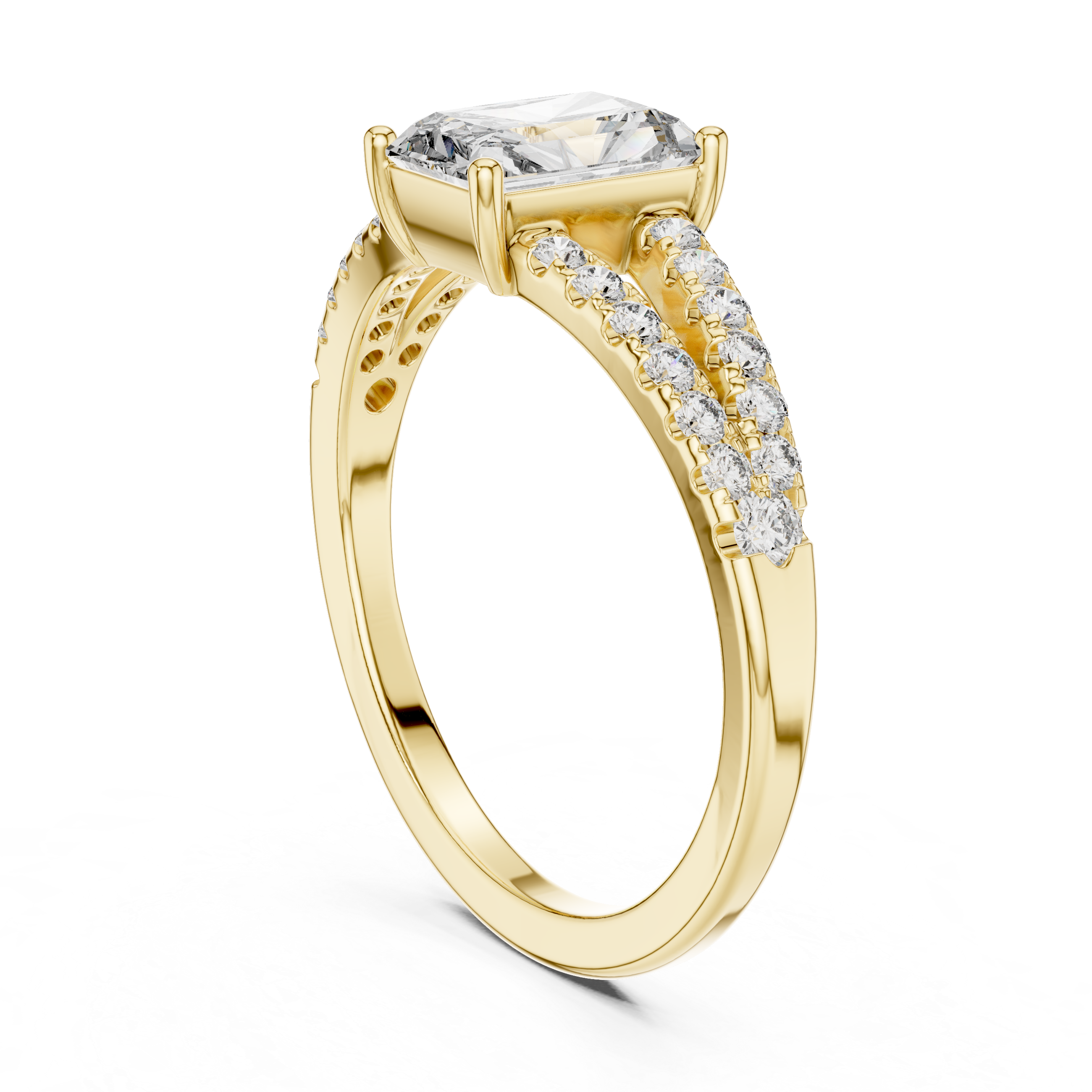 Luxury Radiant Split Diamond Ring