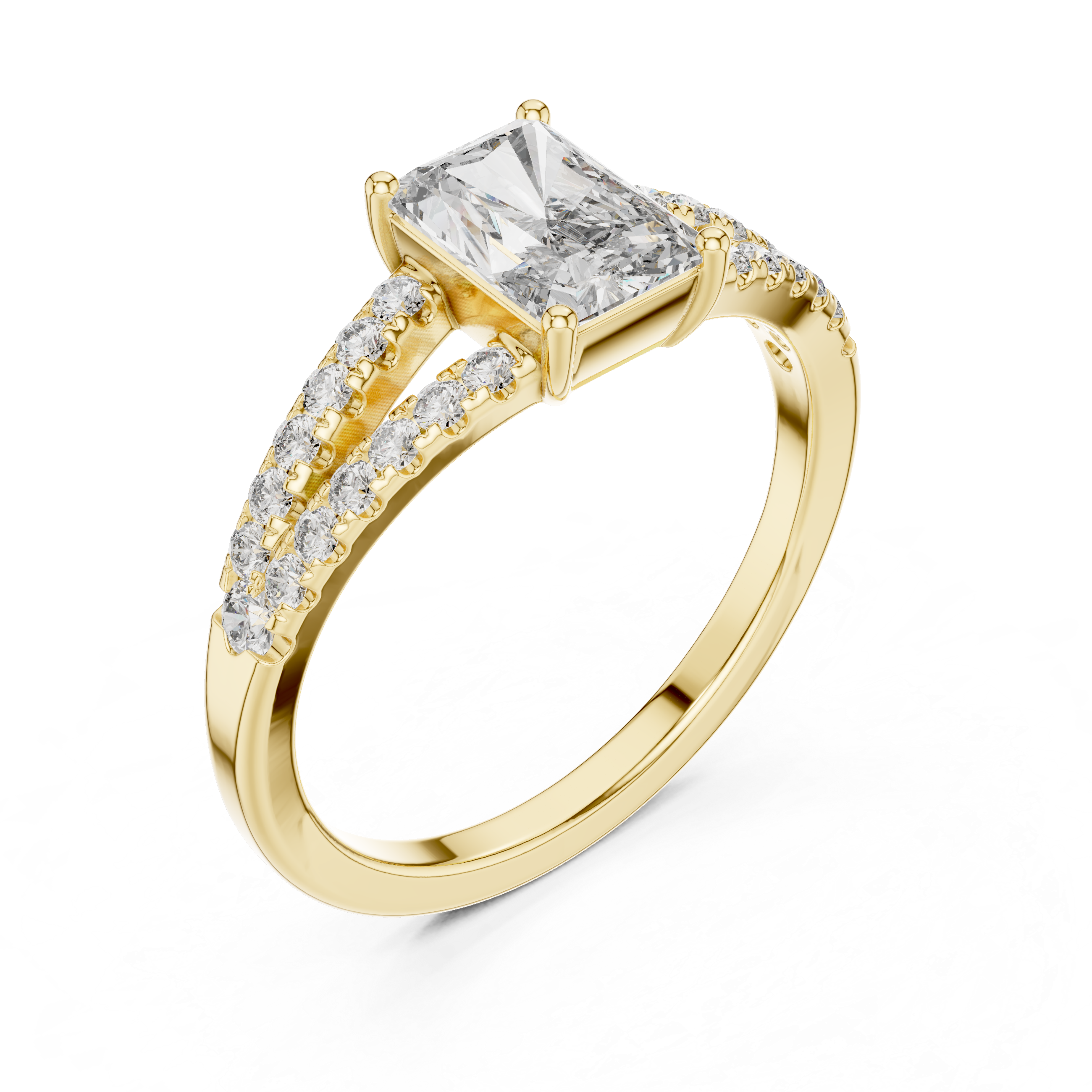Luxury Radiant Split Diamond Ring