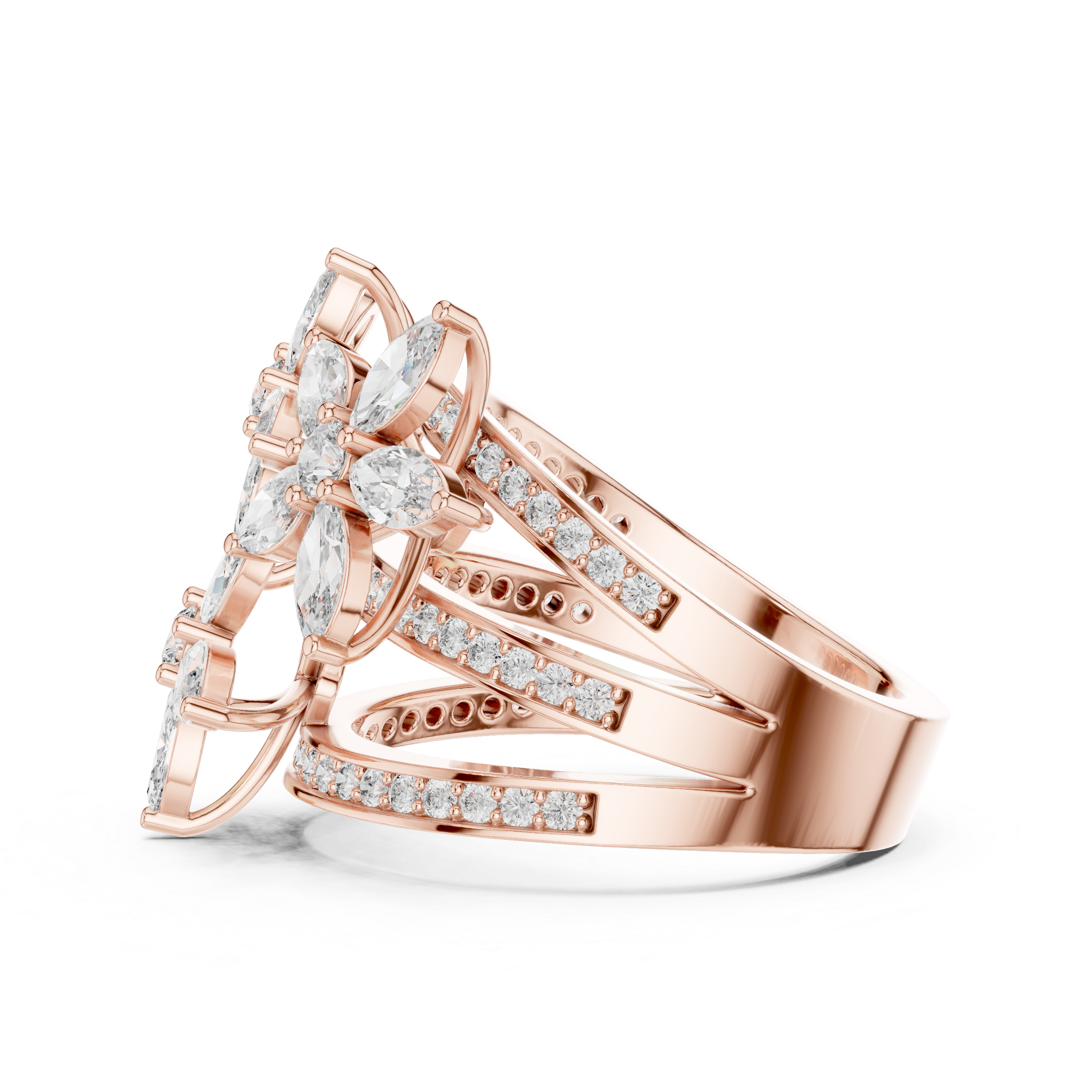 Luxury Floral Diamond Statement Ring