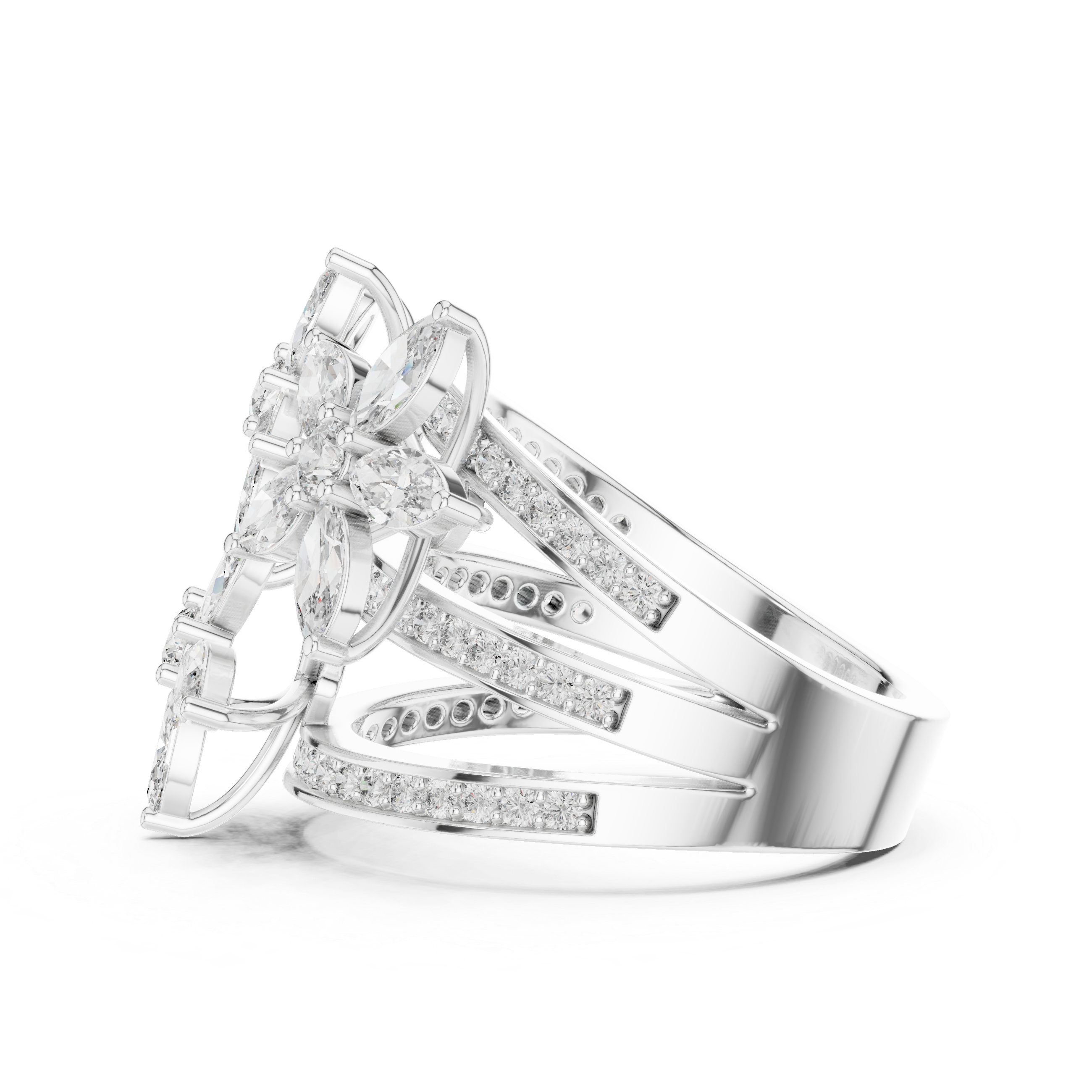 Luxury Floral Diamond Statement Ring