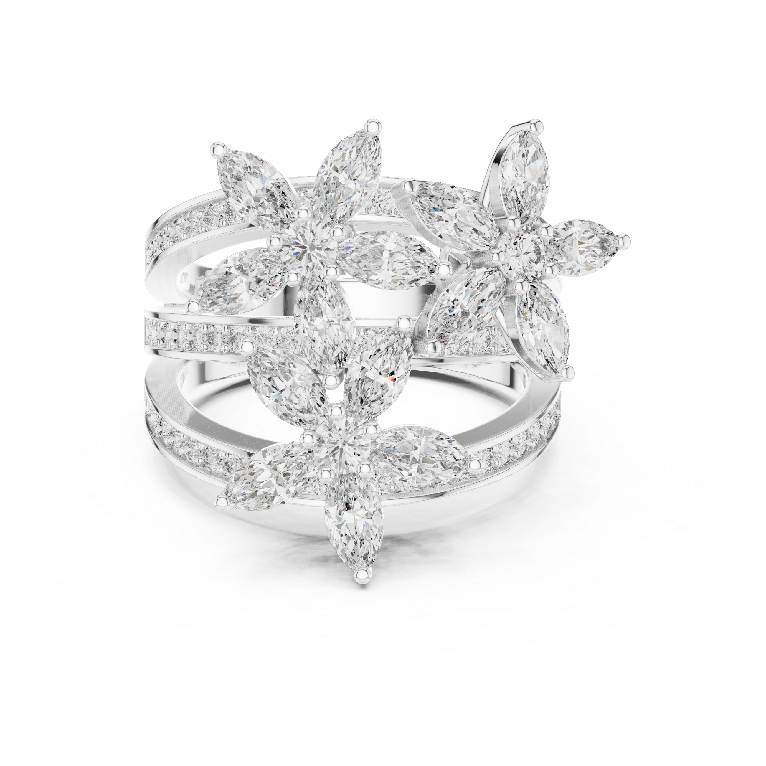 Luxury Floral Diamond Statement Ring