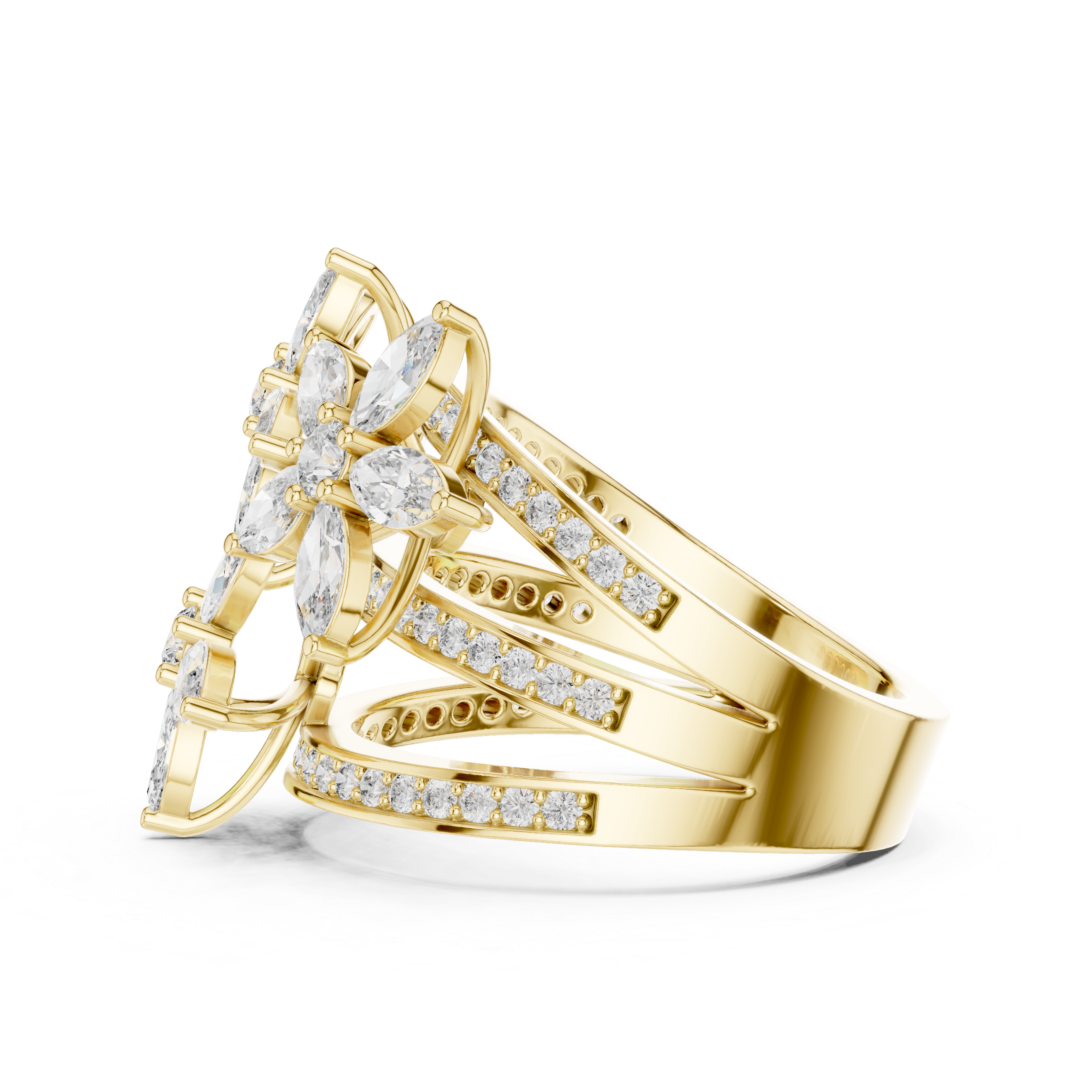 Luxury Floral Diamond Statement Ring