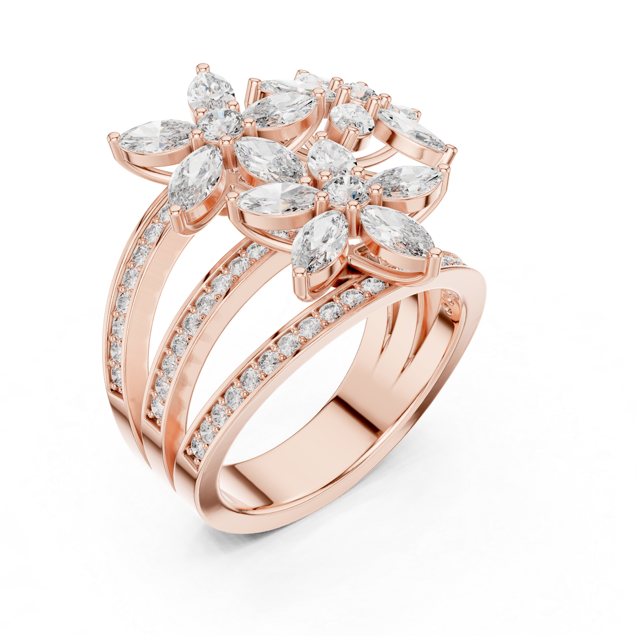 Luxury Floral Diamond Statement Ring