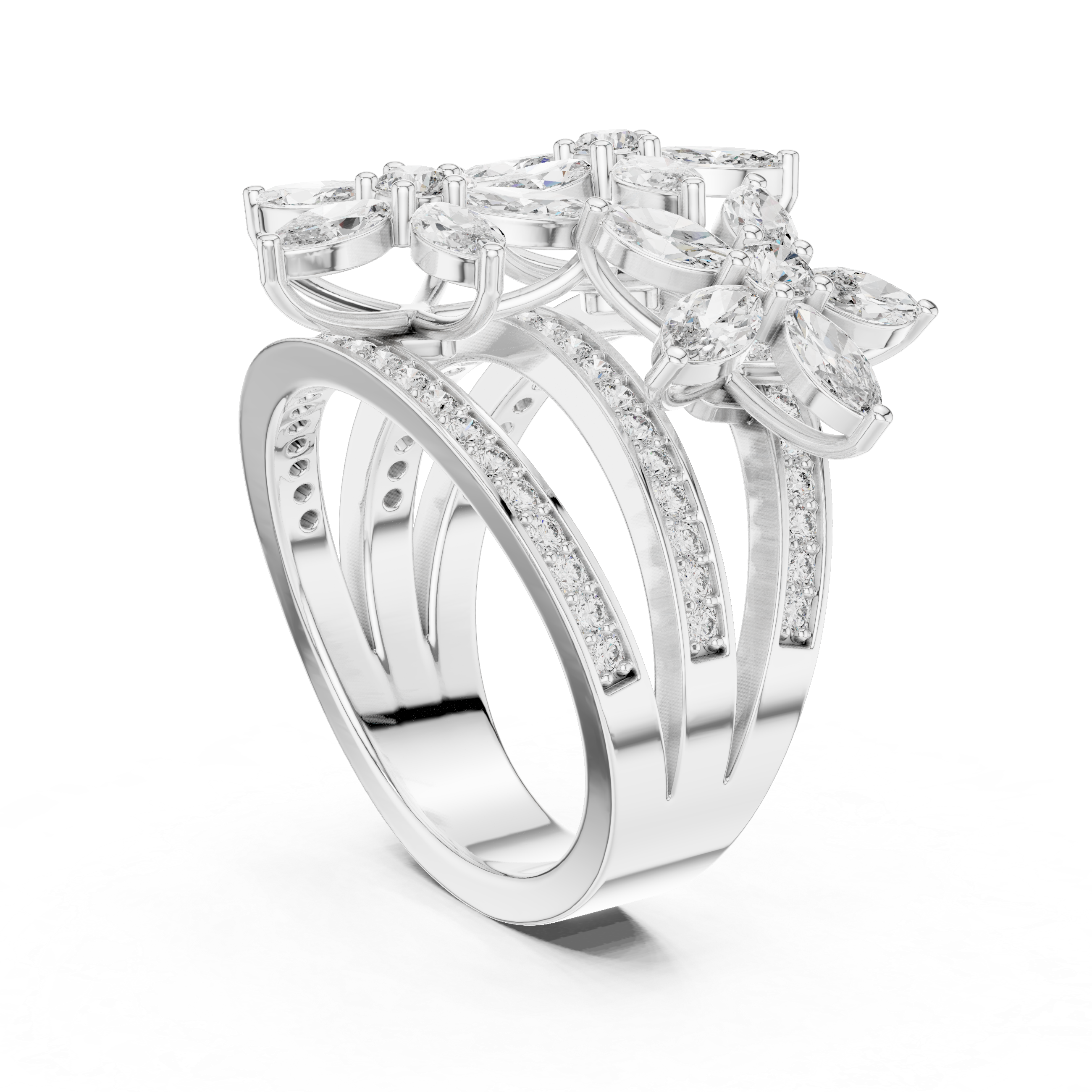 Luxury Floral Diamond Statement Ring