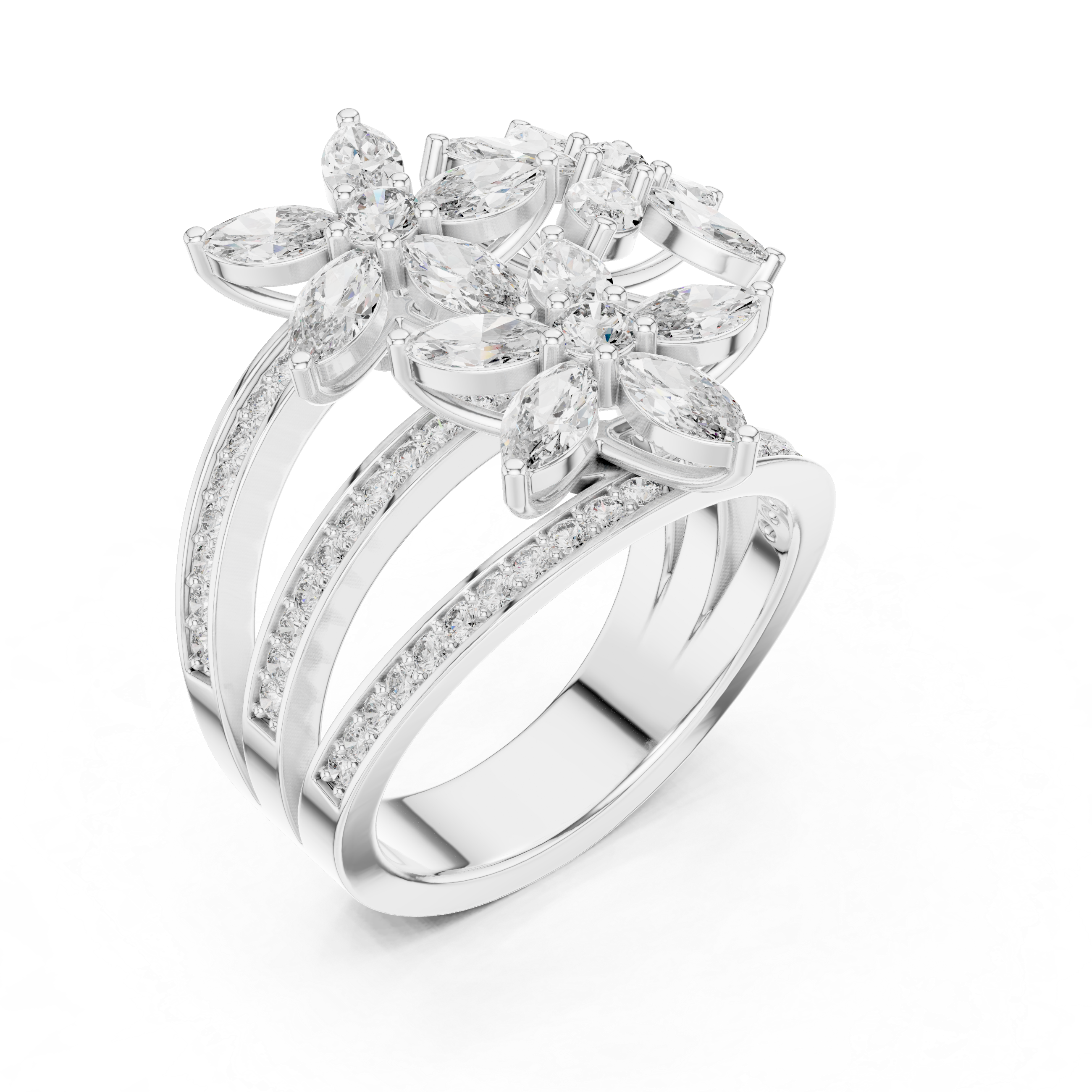 Luxury Floral Diamond Statement Ring