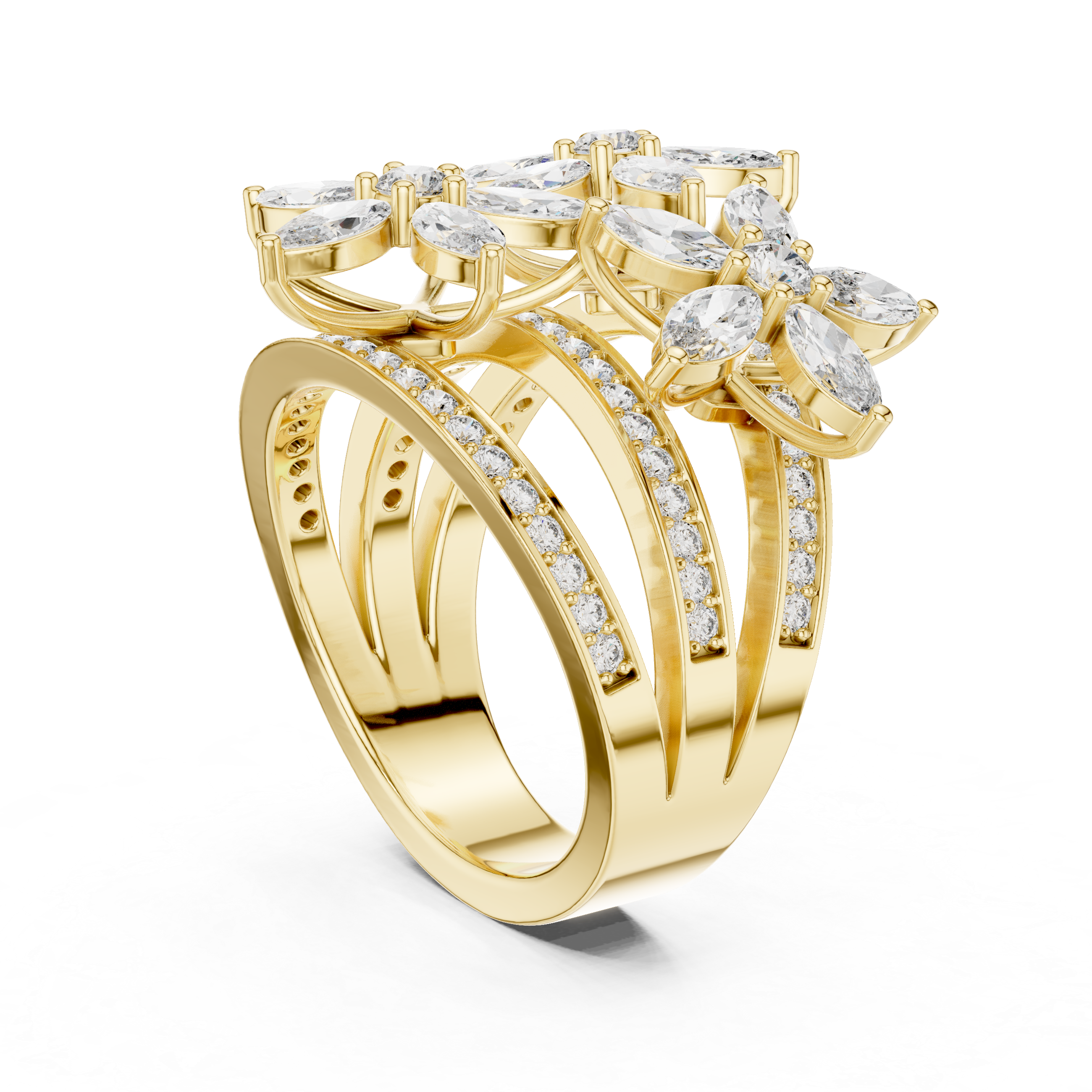 Luxury Floral Diamond Statement Ring