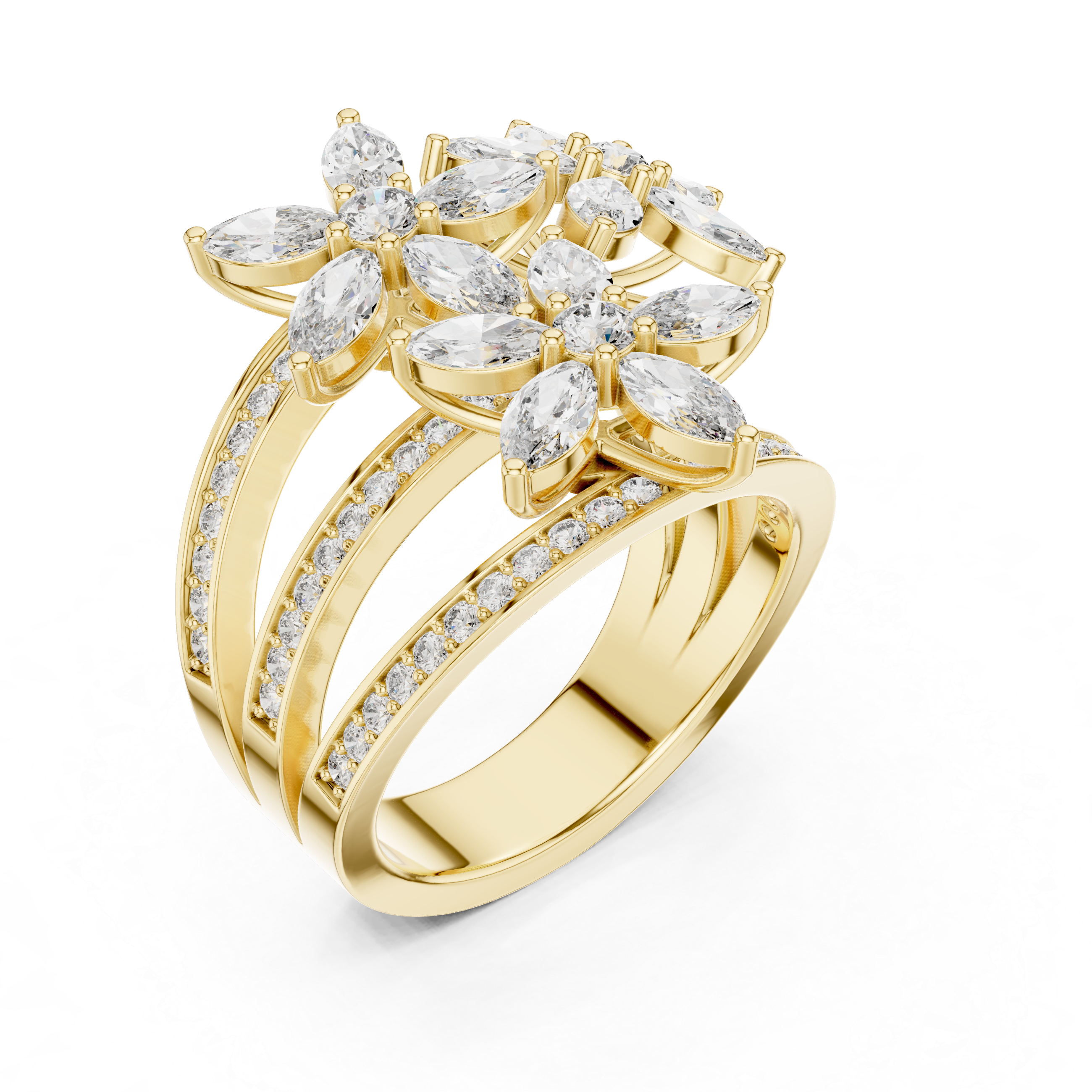 Luxury Floral Diamond Statement Ring