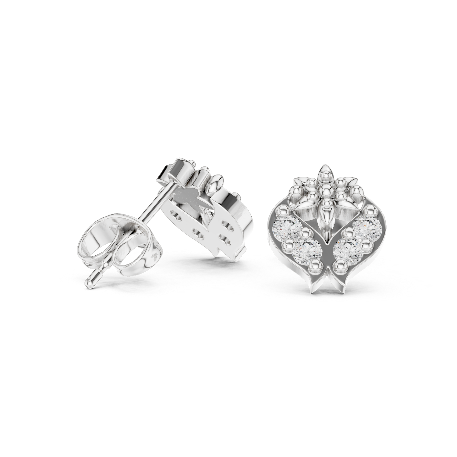 Floral Diamond Heart Earrings