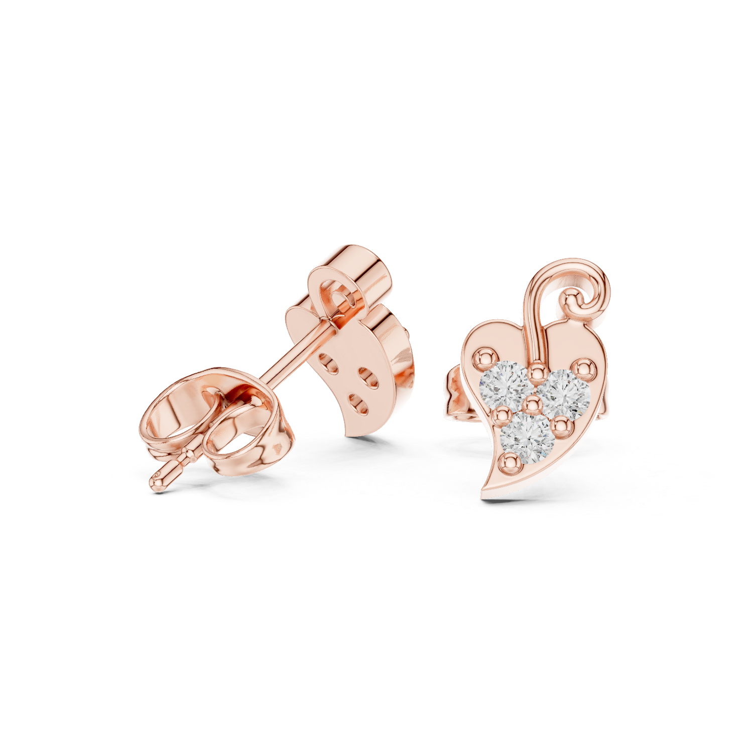 Heart Diamond Stud Earrings