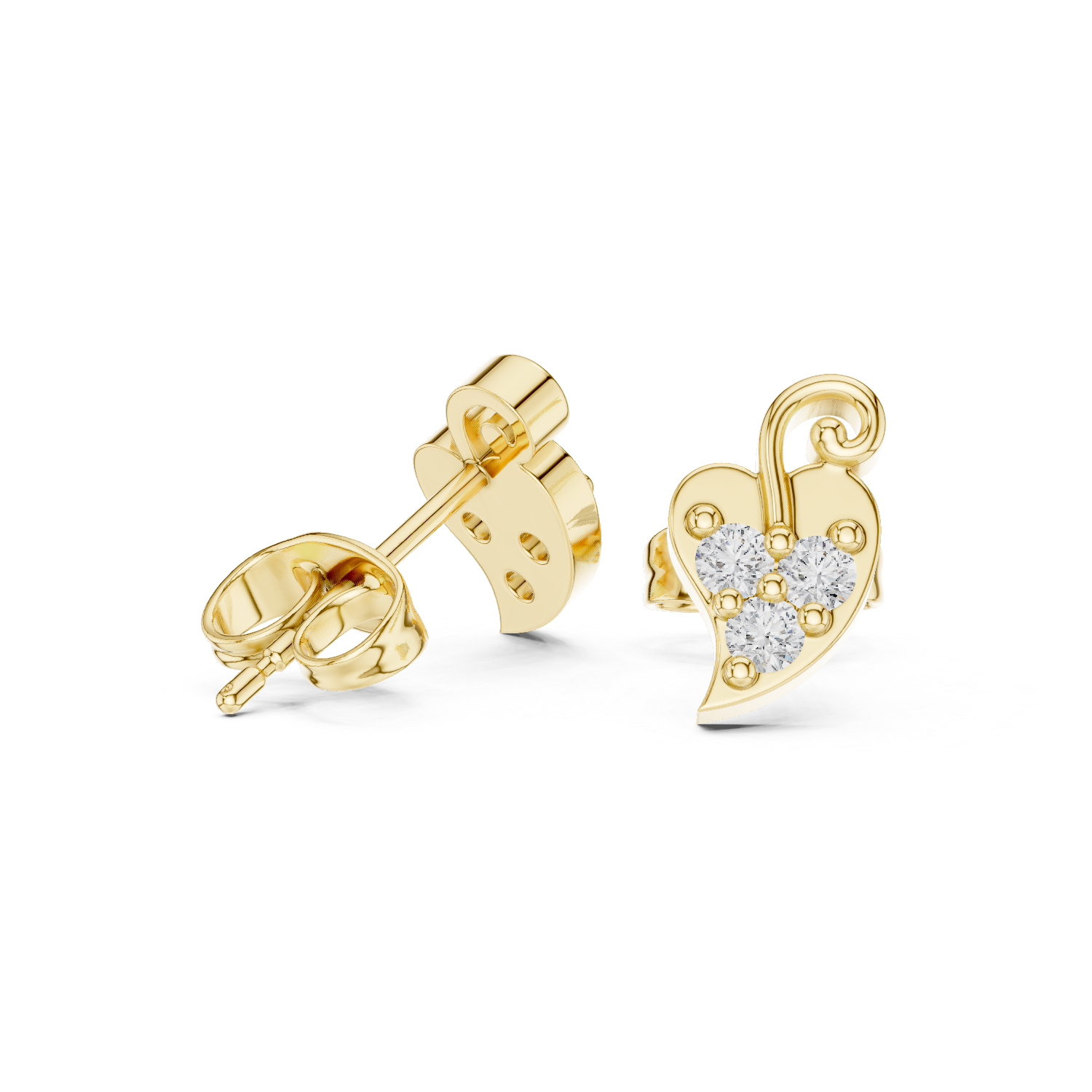 Heart Diamond Stud Earrings