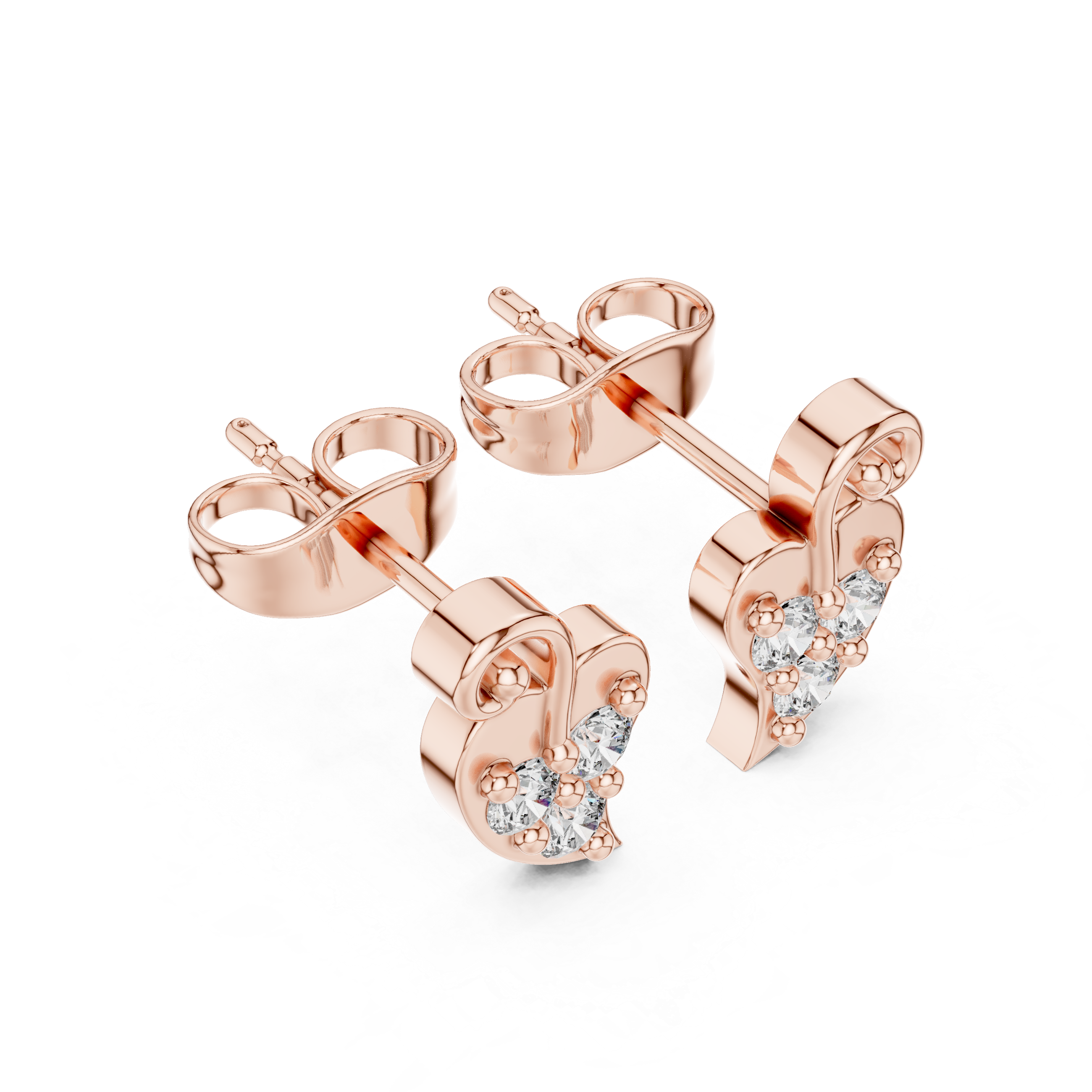Heart Diamond Stud Earrings