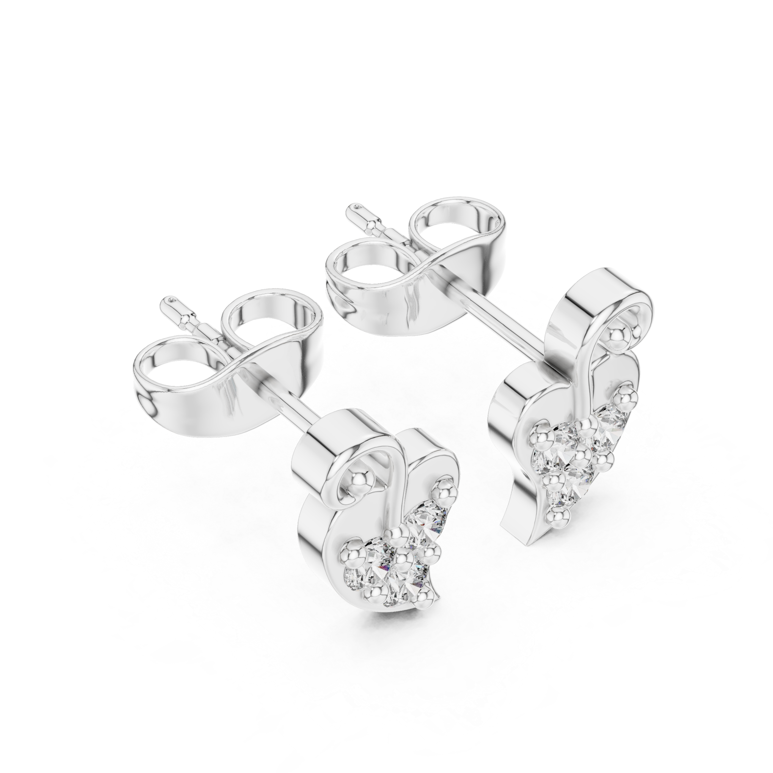 Heart Diamond Stud Earrings