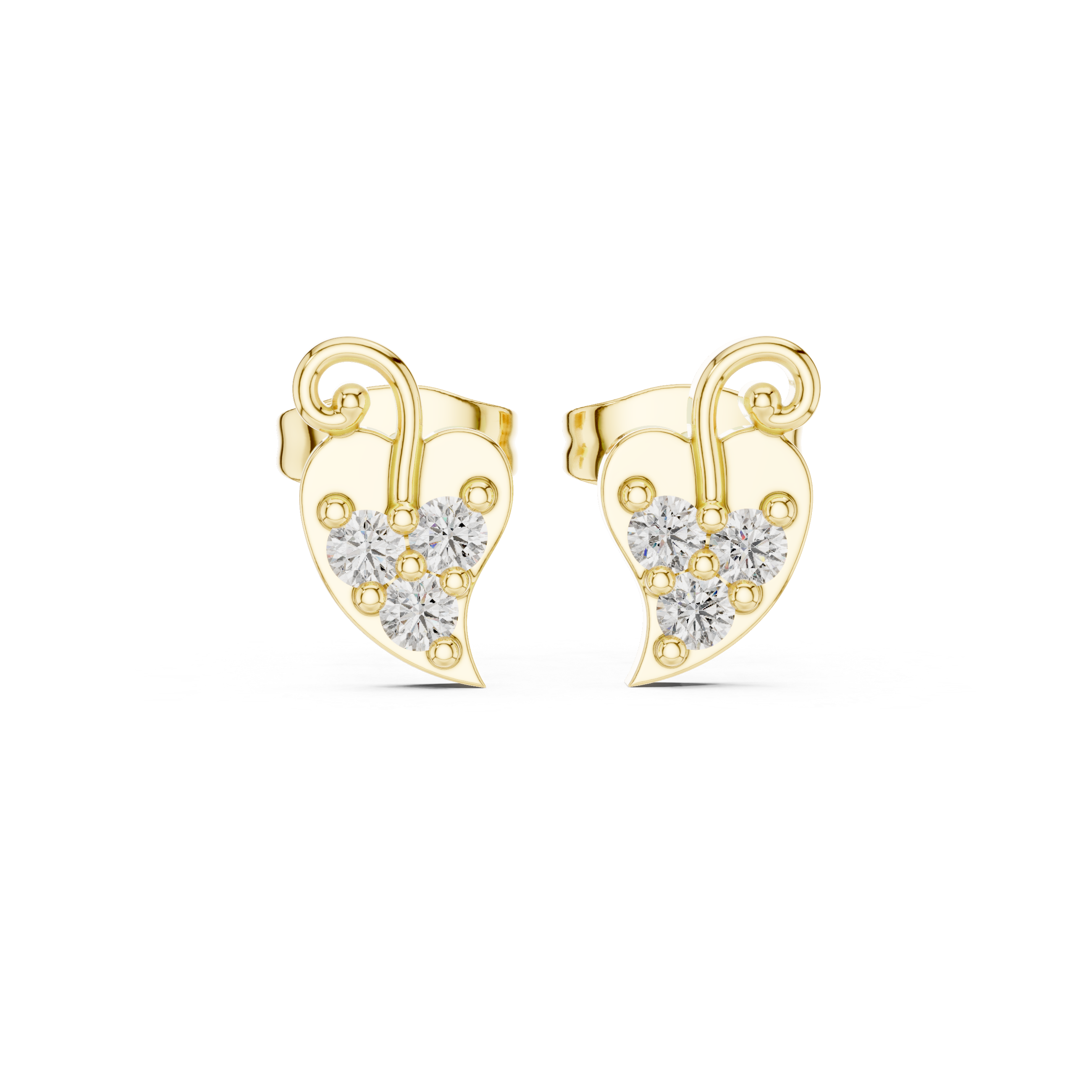 Heart Diamond Stud Earrings