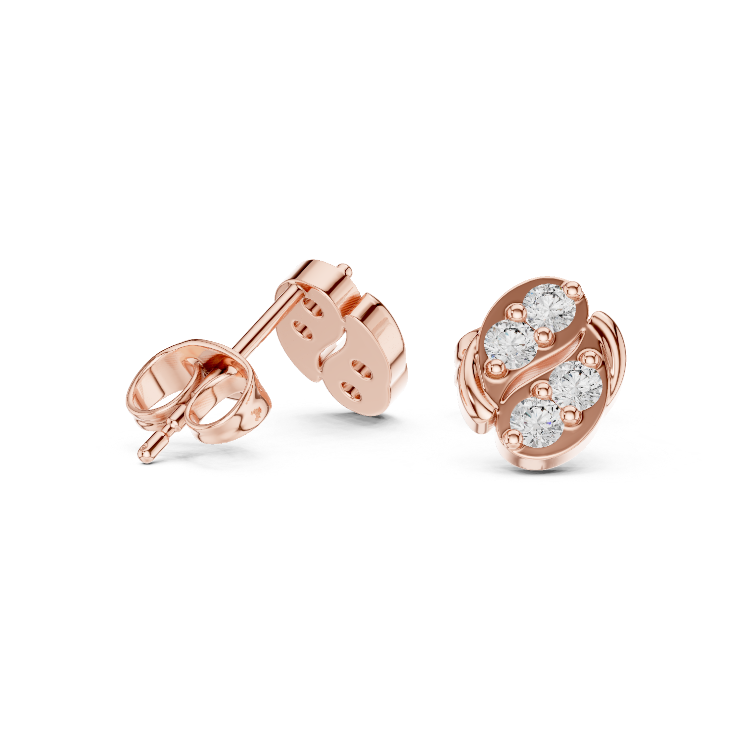 Leaf Diamond Stud Earrings