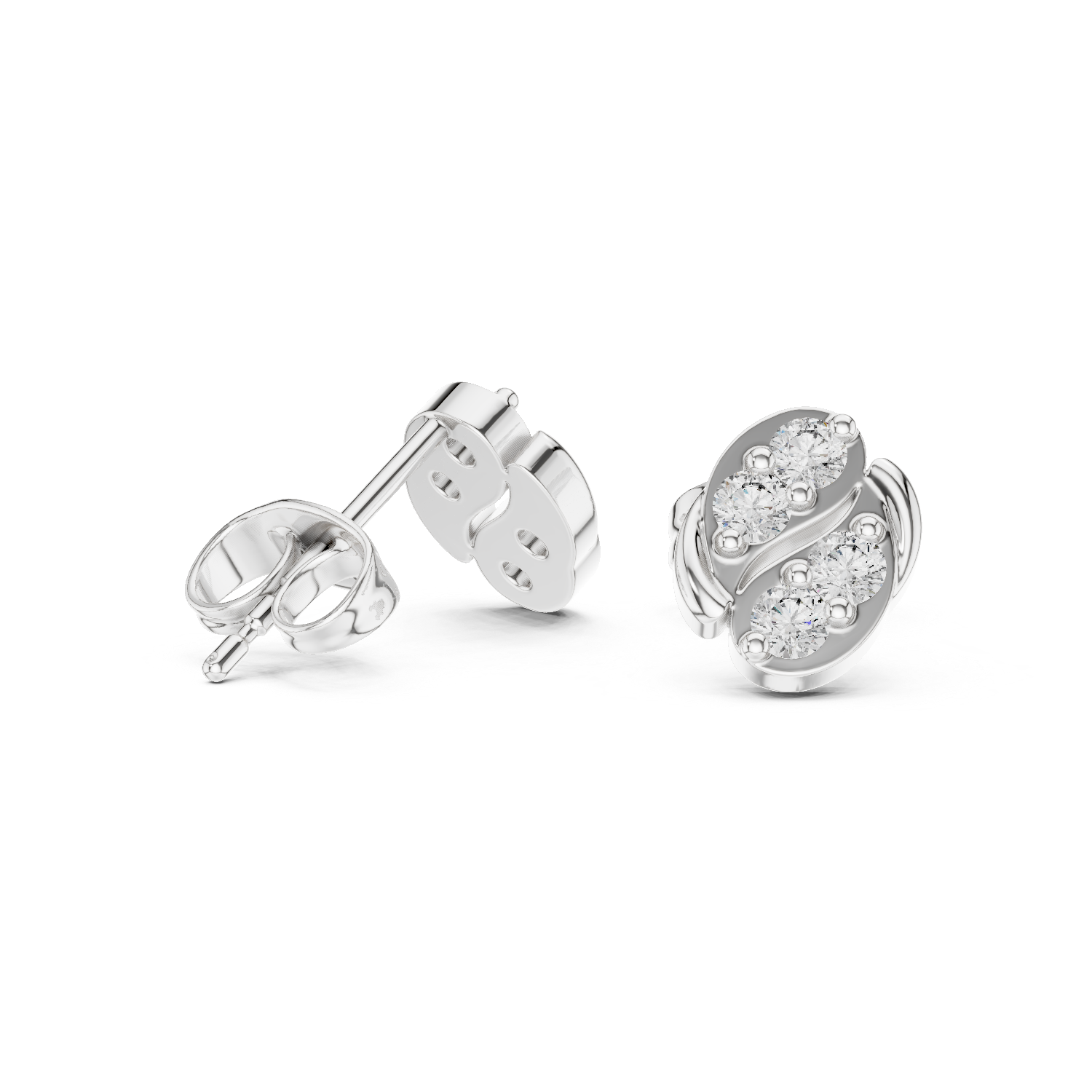 Leaf Diamond Stud Earrings