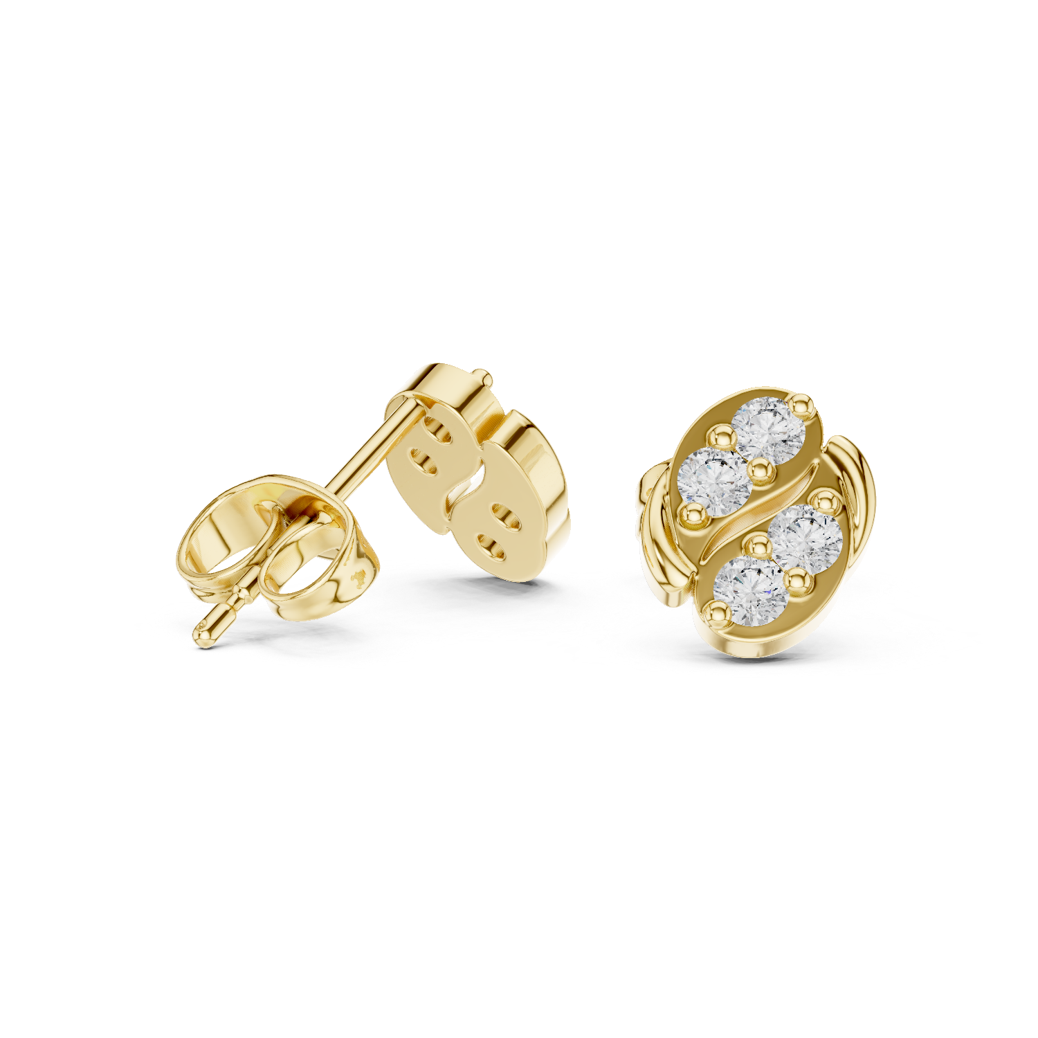 Leaf Diamond Stud Earrings