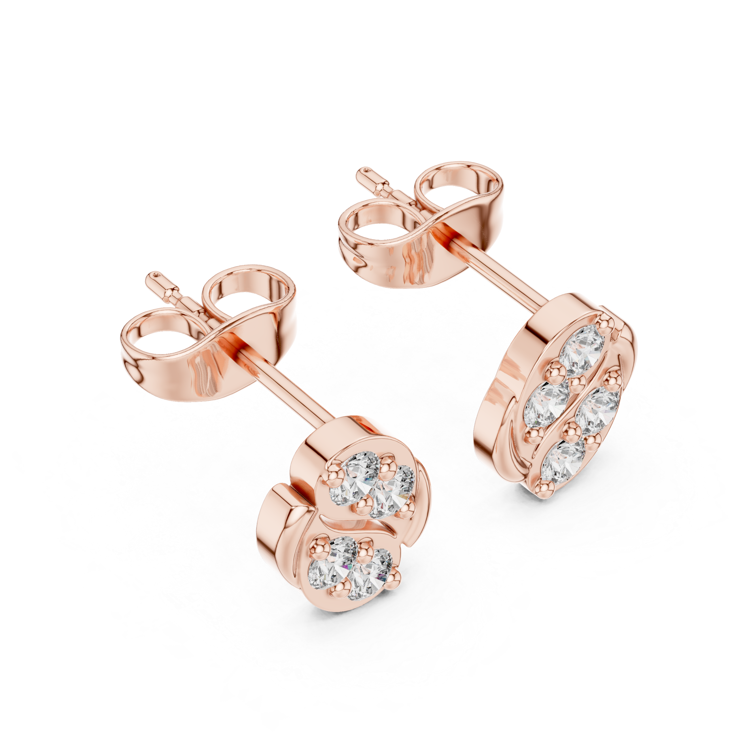 Leaf Diamond Stud Earrings