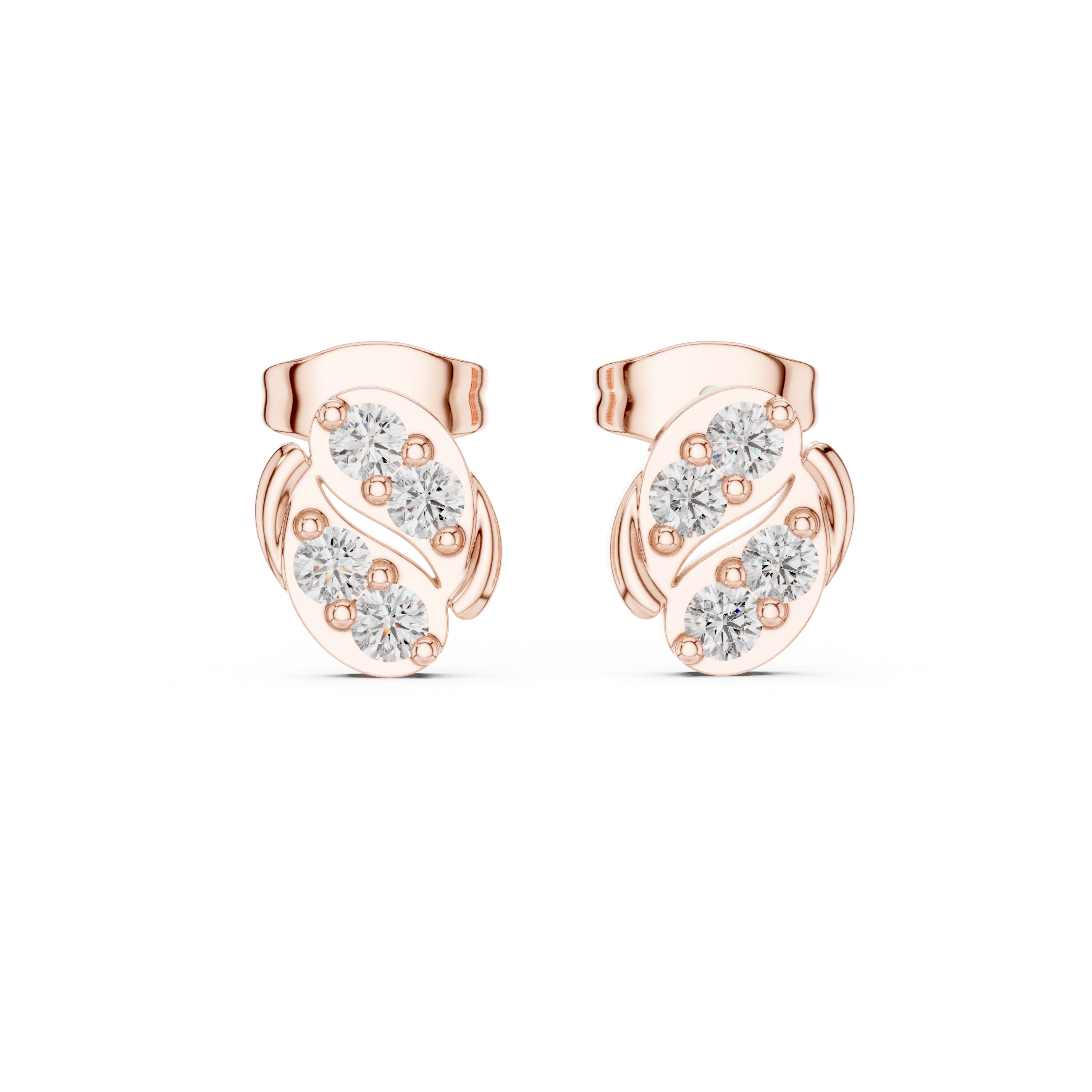 Leaf Diamond Stud Earrings