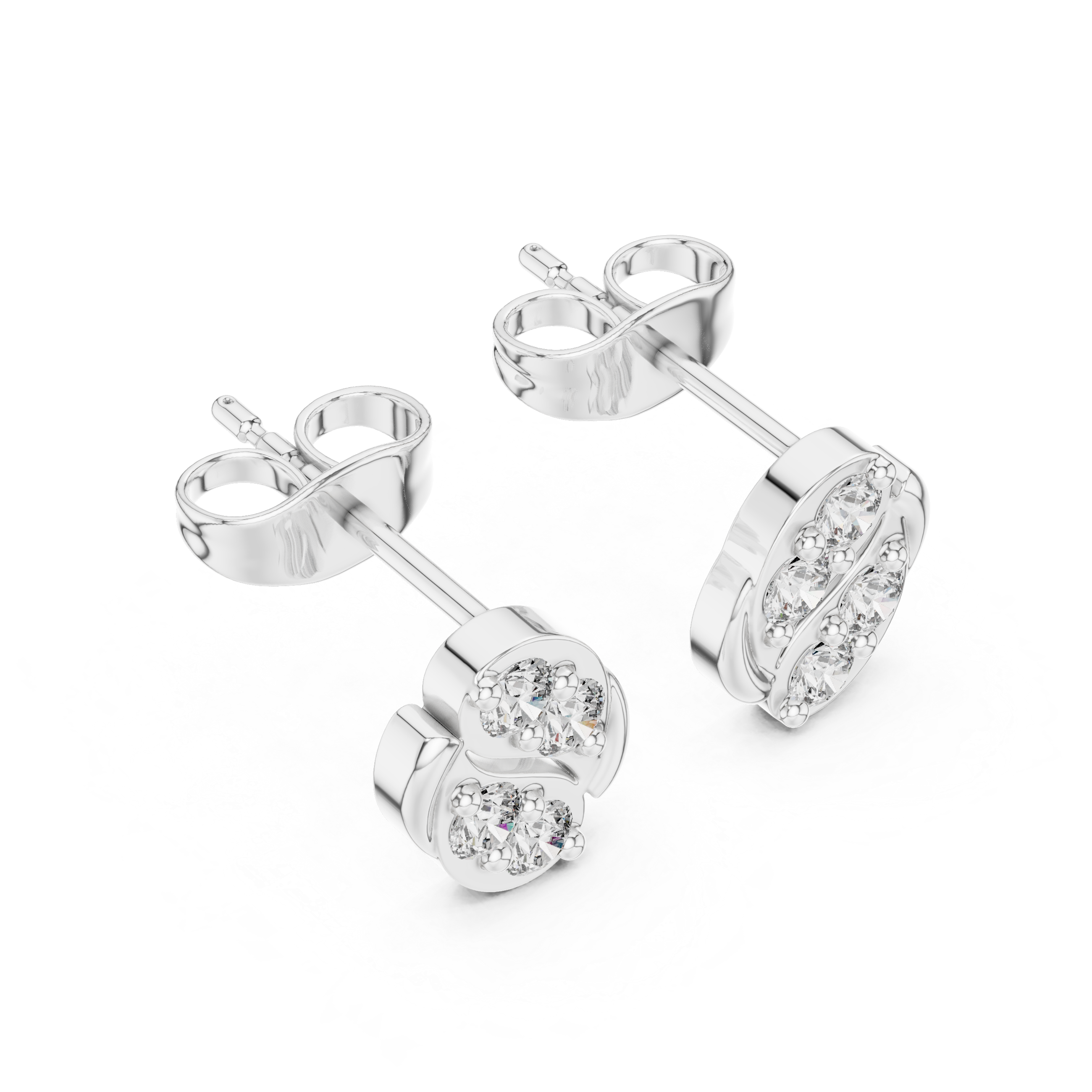 Leaf Diamond Stud Earrings