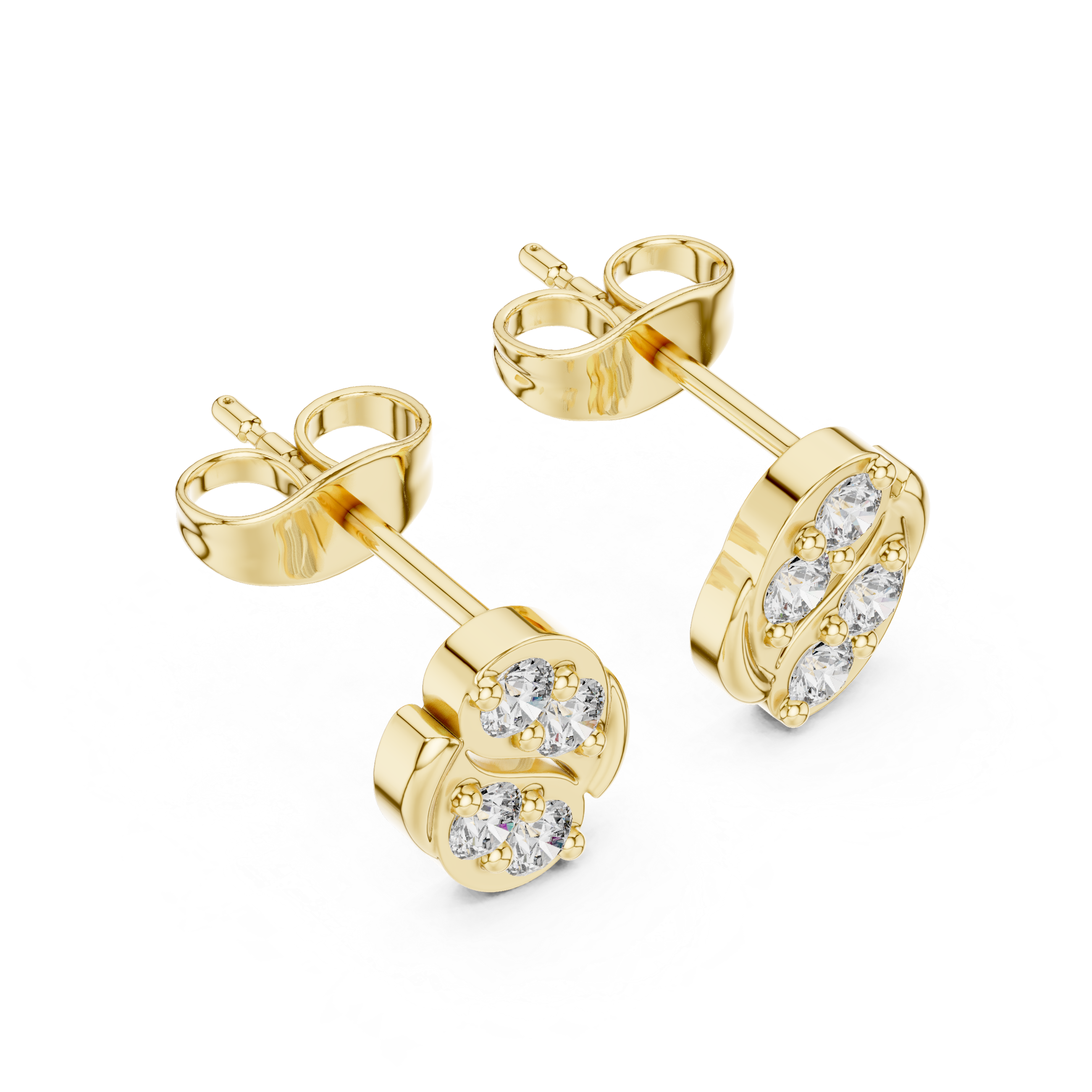 Leaf Diamond Stud Earrings