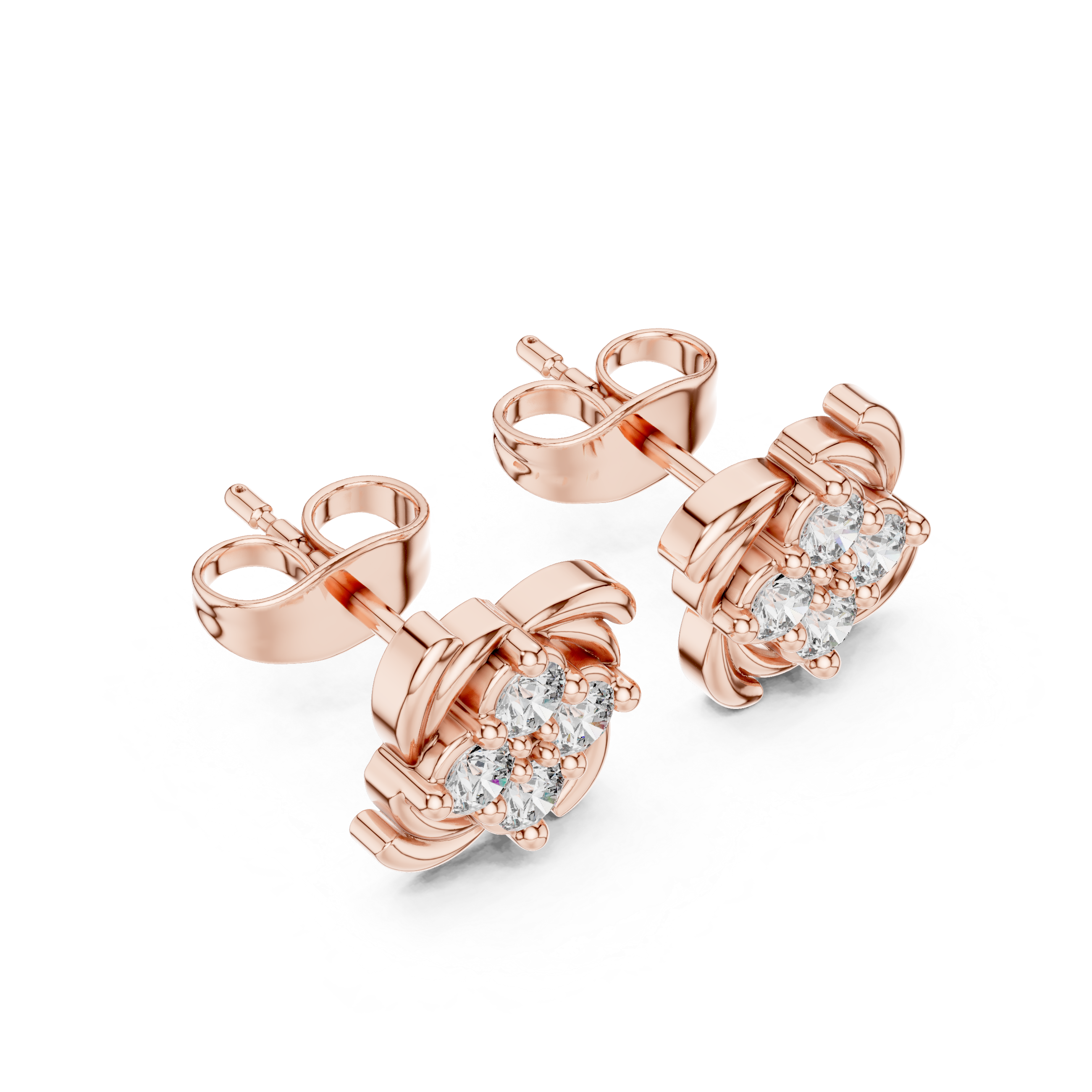 Floral Diamond Stud Earrings