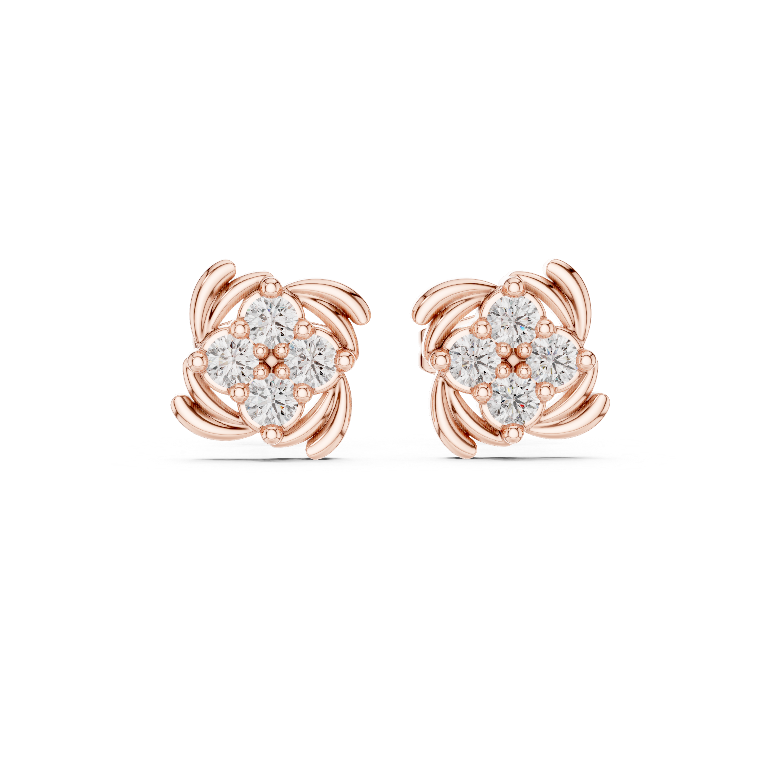 Floral Diamond Stud Earrings