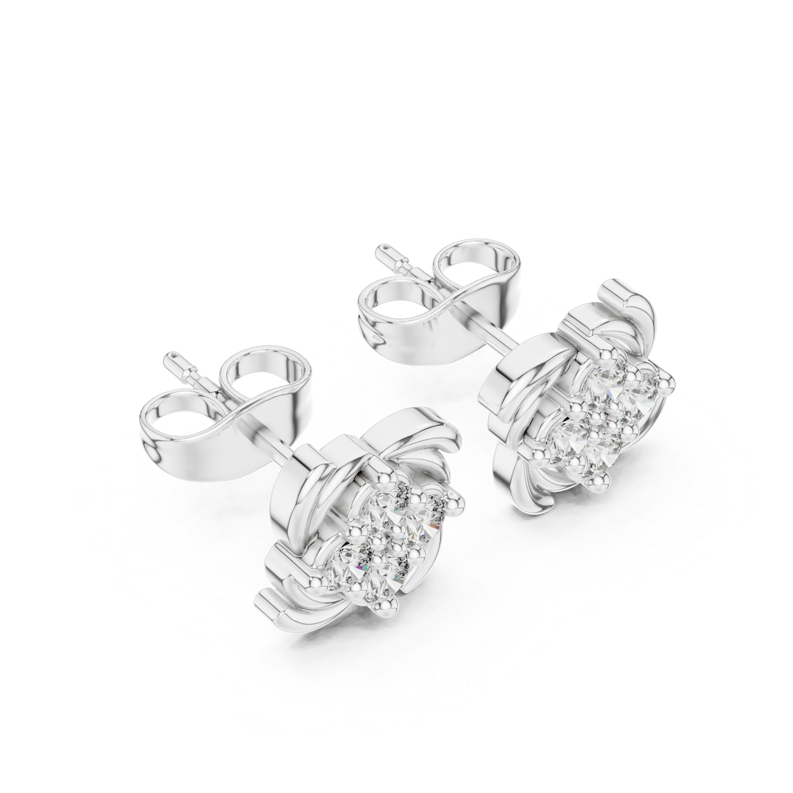 Floral Diamond Stud Earrings