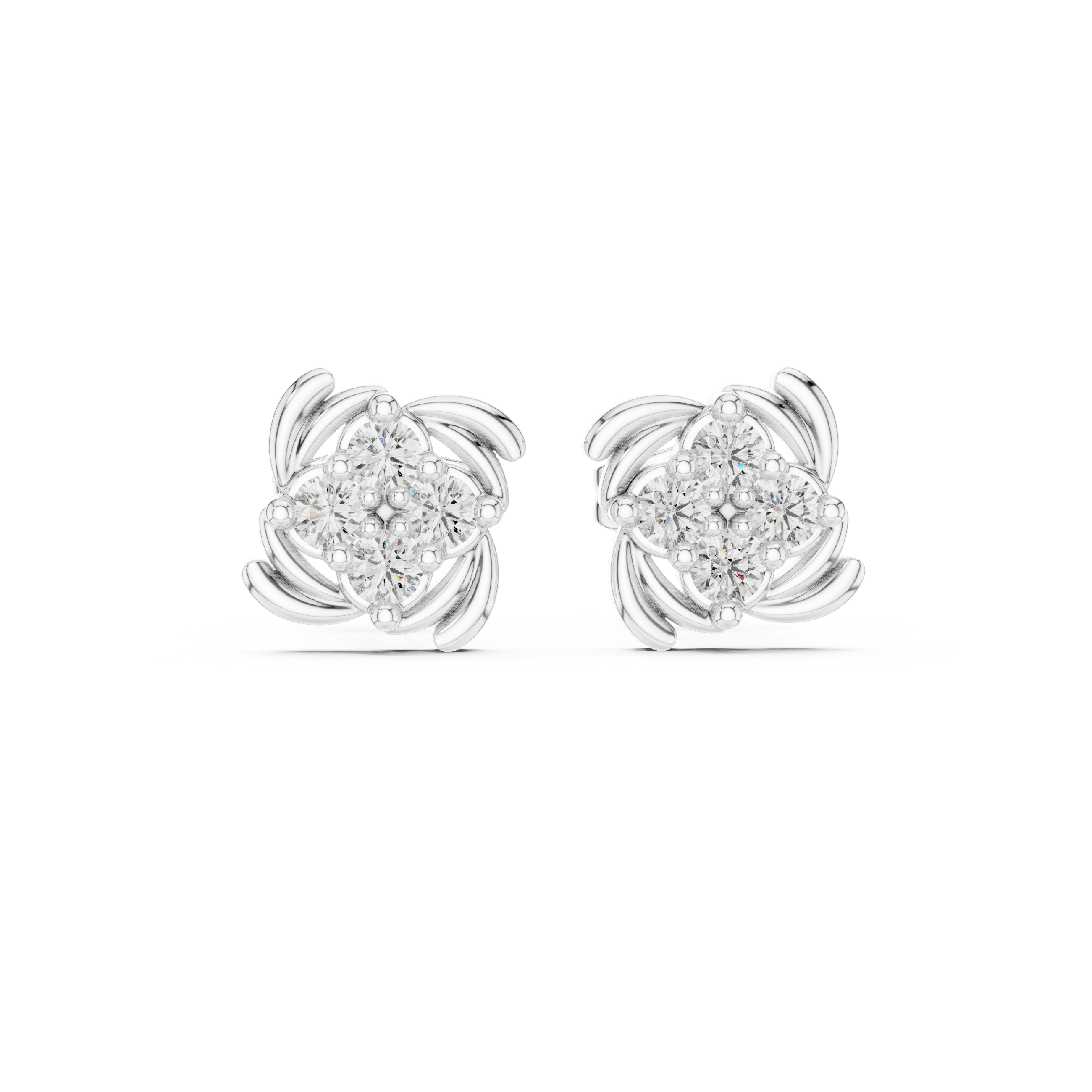 Floral Diamond Stud Earrings