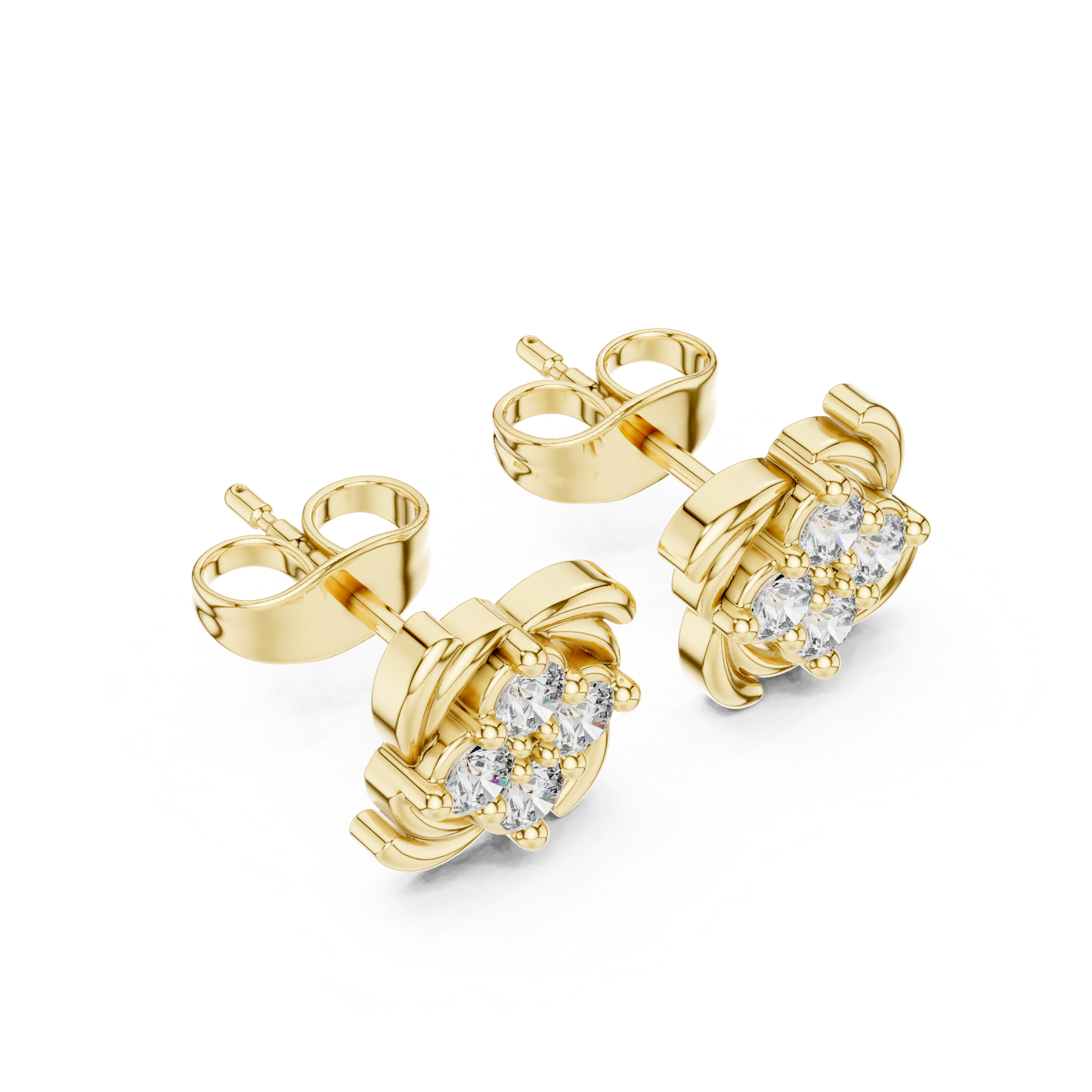Floral Diamond Stud Earrings