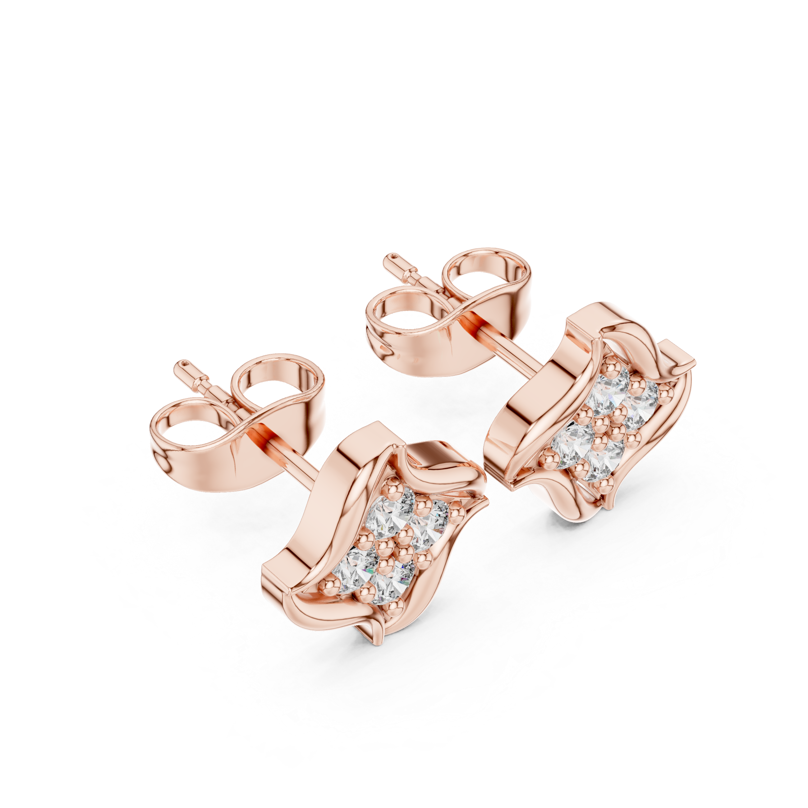Luxury Wave Diamond Stud Earrings