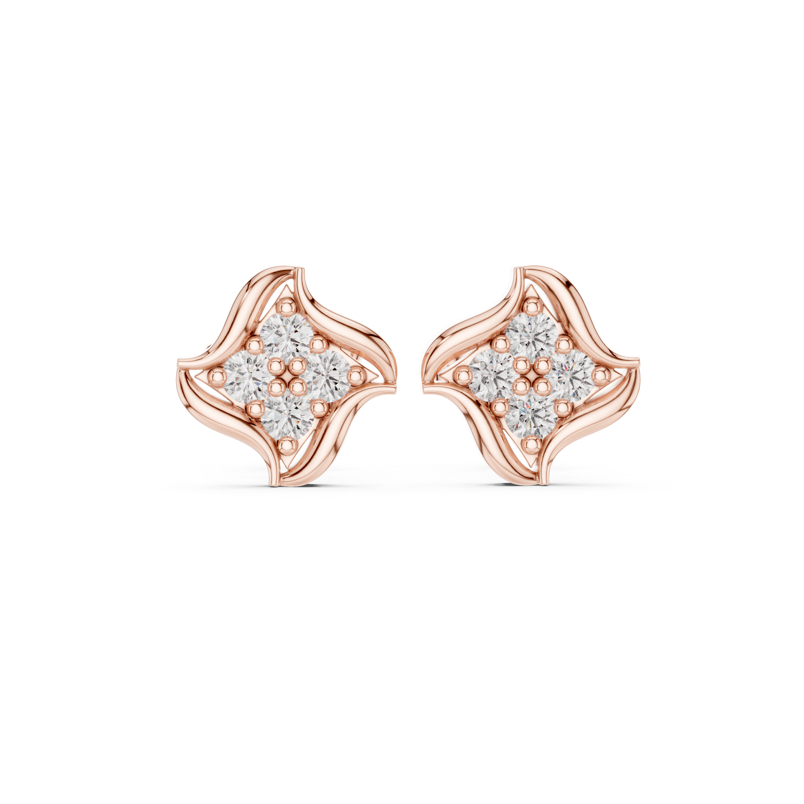 Luxury Wave Diamond Stud Earrings