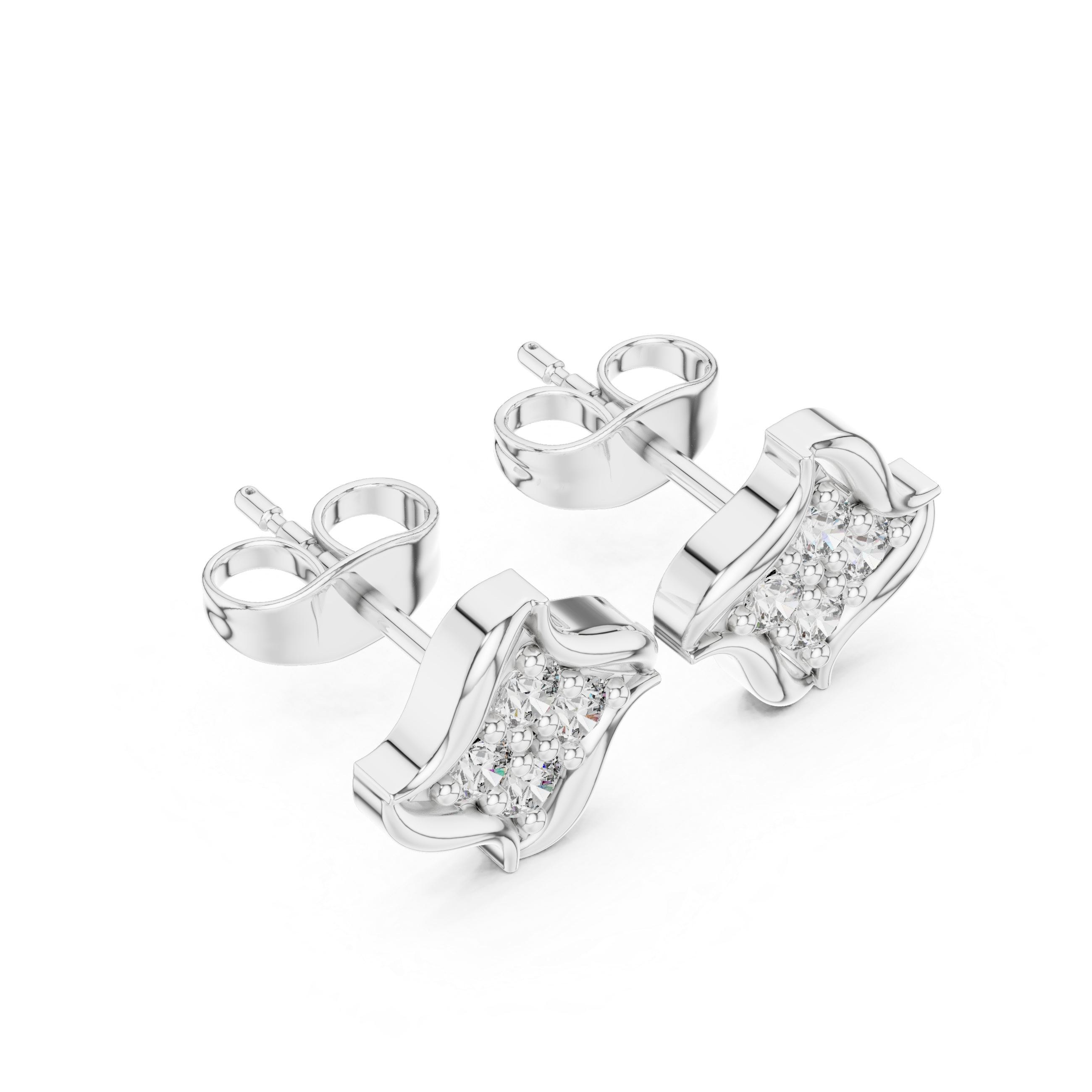 Luxury Wave Diamond Stud Earrings
