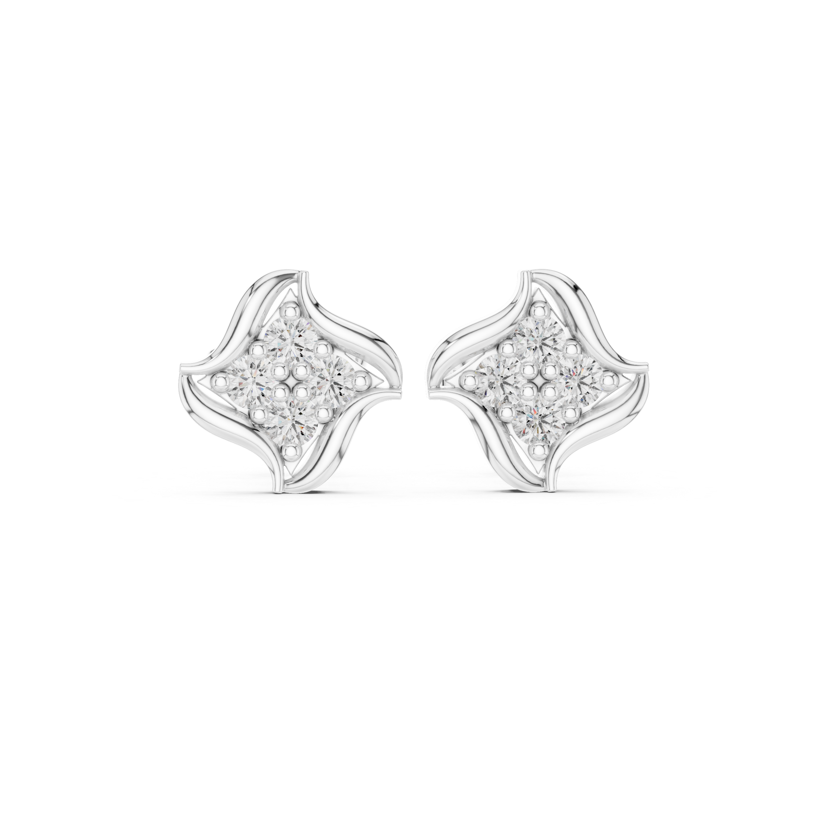Luxury Wave Diamond Stud Earrings