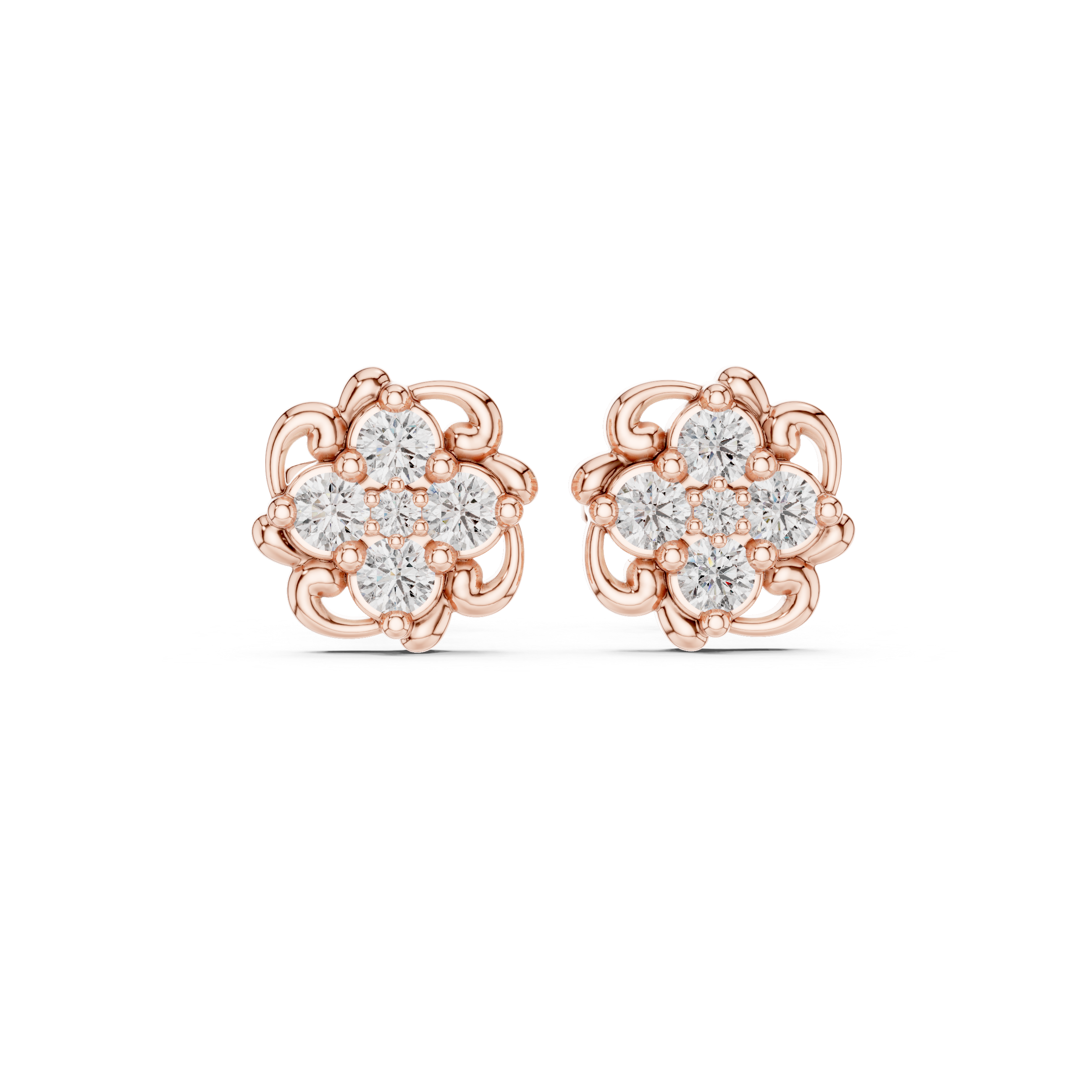 Luxury Floral Diamond Stud Earrings