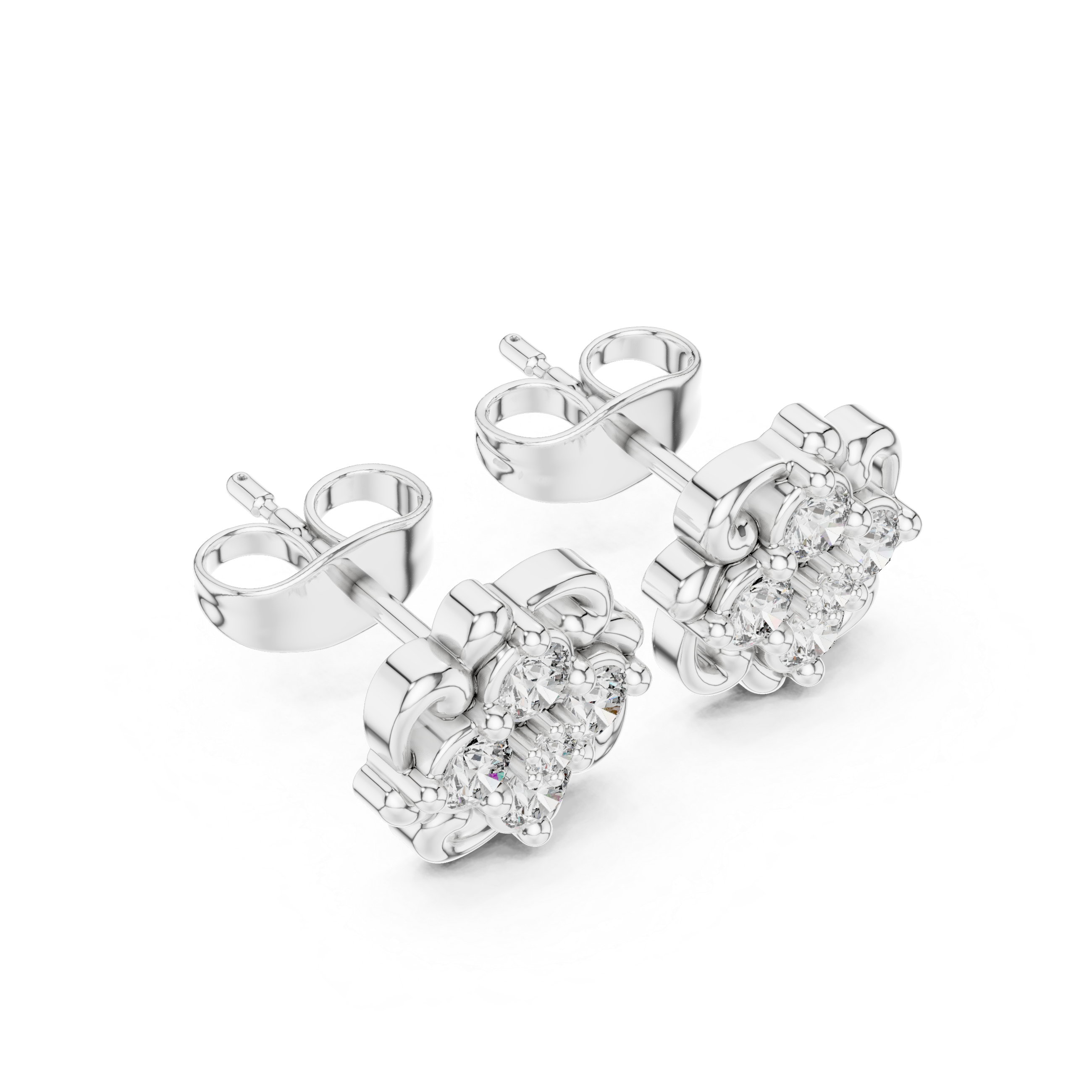 Luxury Floral Diamond Stud Earrings
