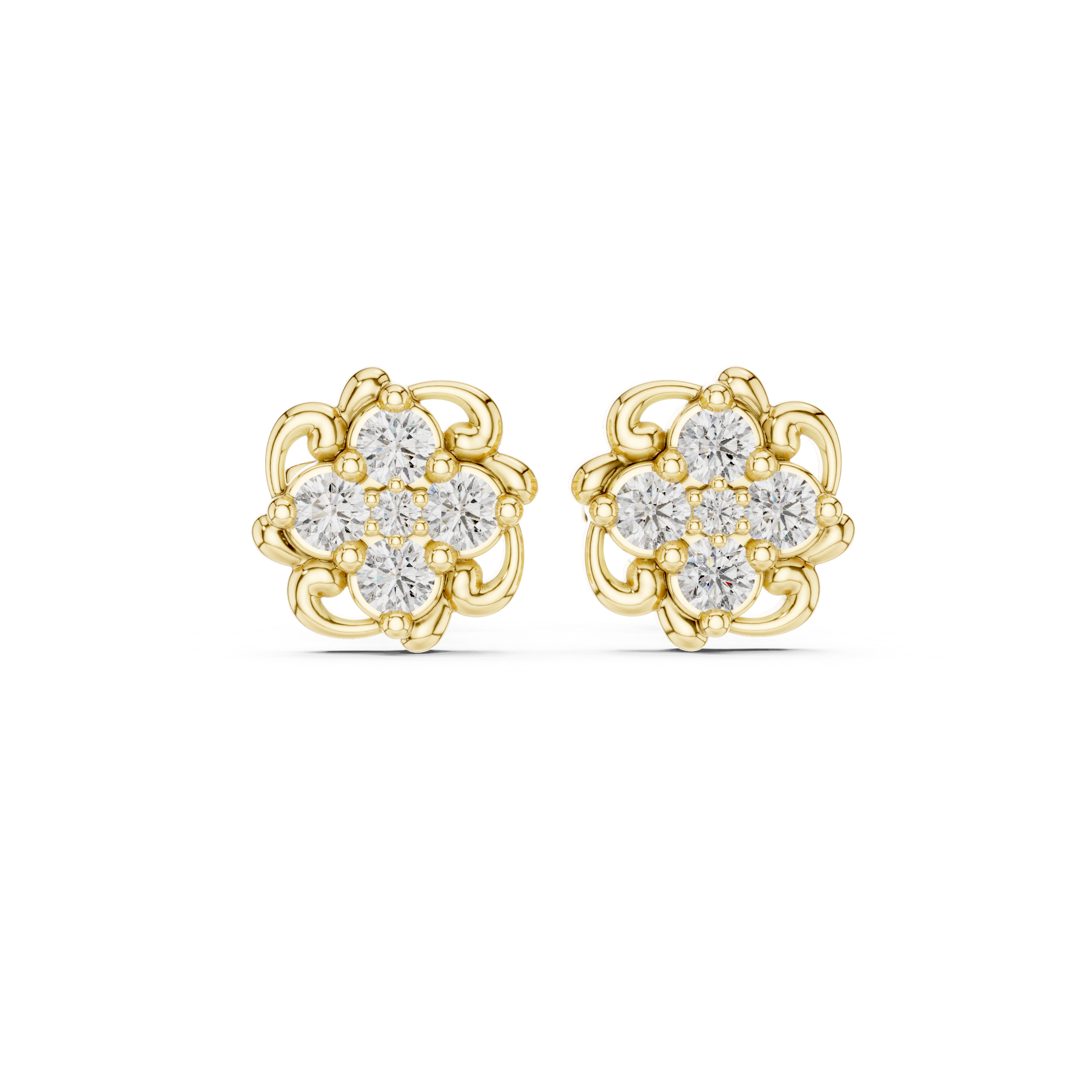 Luxury Floral Diamond Stud Earrings