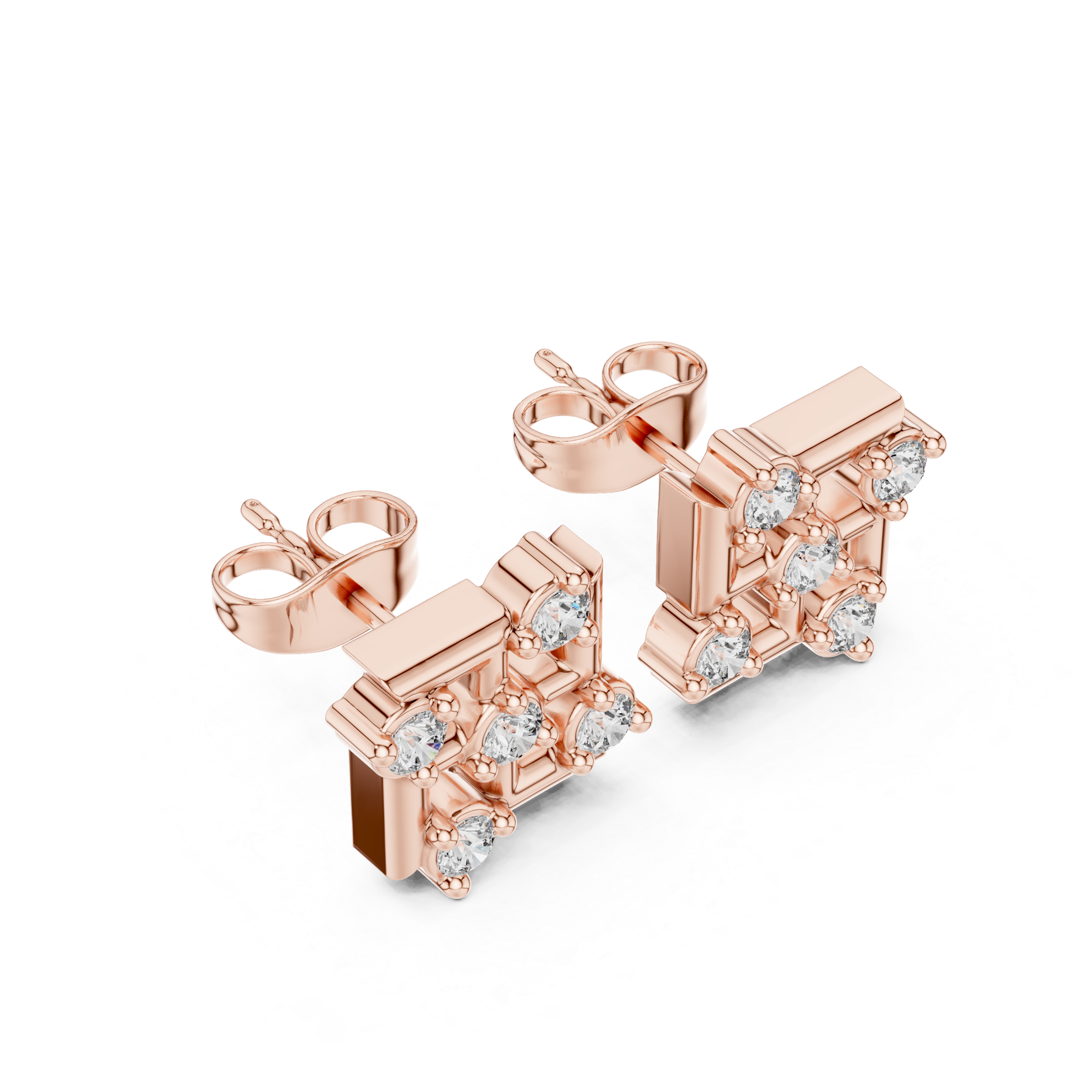 Luxury Geometric Diamond Stud Earrings