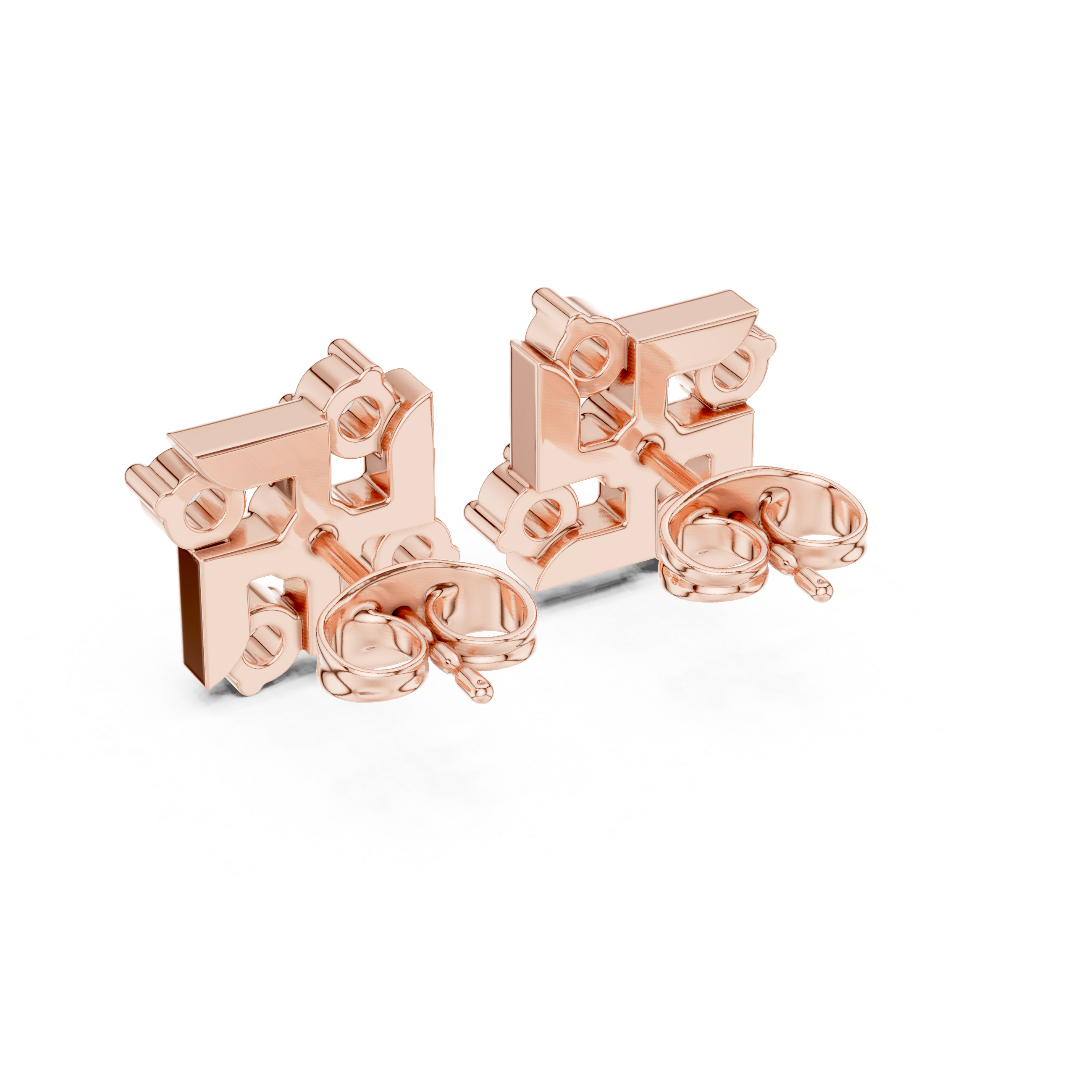 Luxury Geometric Diamond Stud Earrings