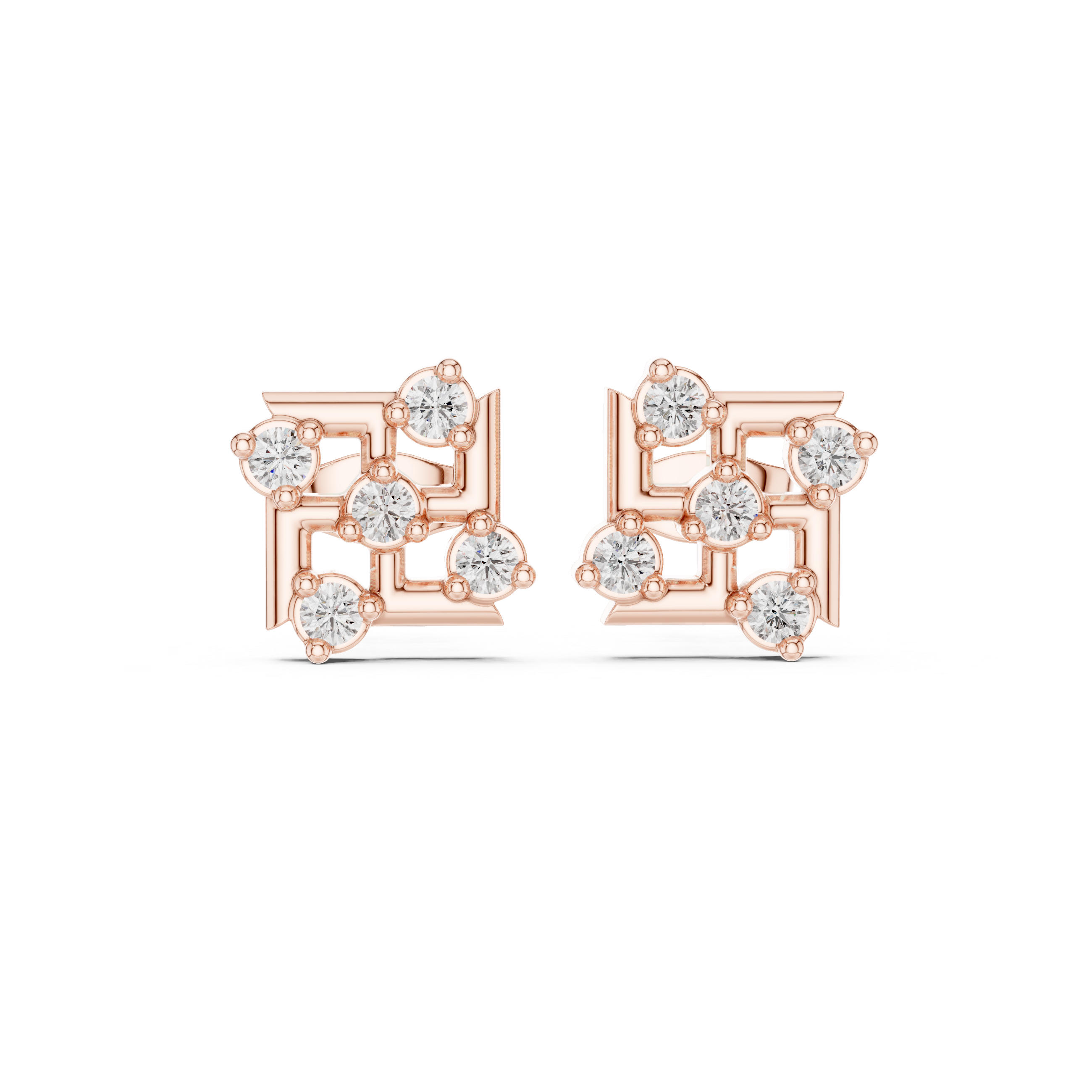 Luxury Geometric Diamond Stud Earrings