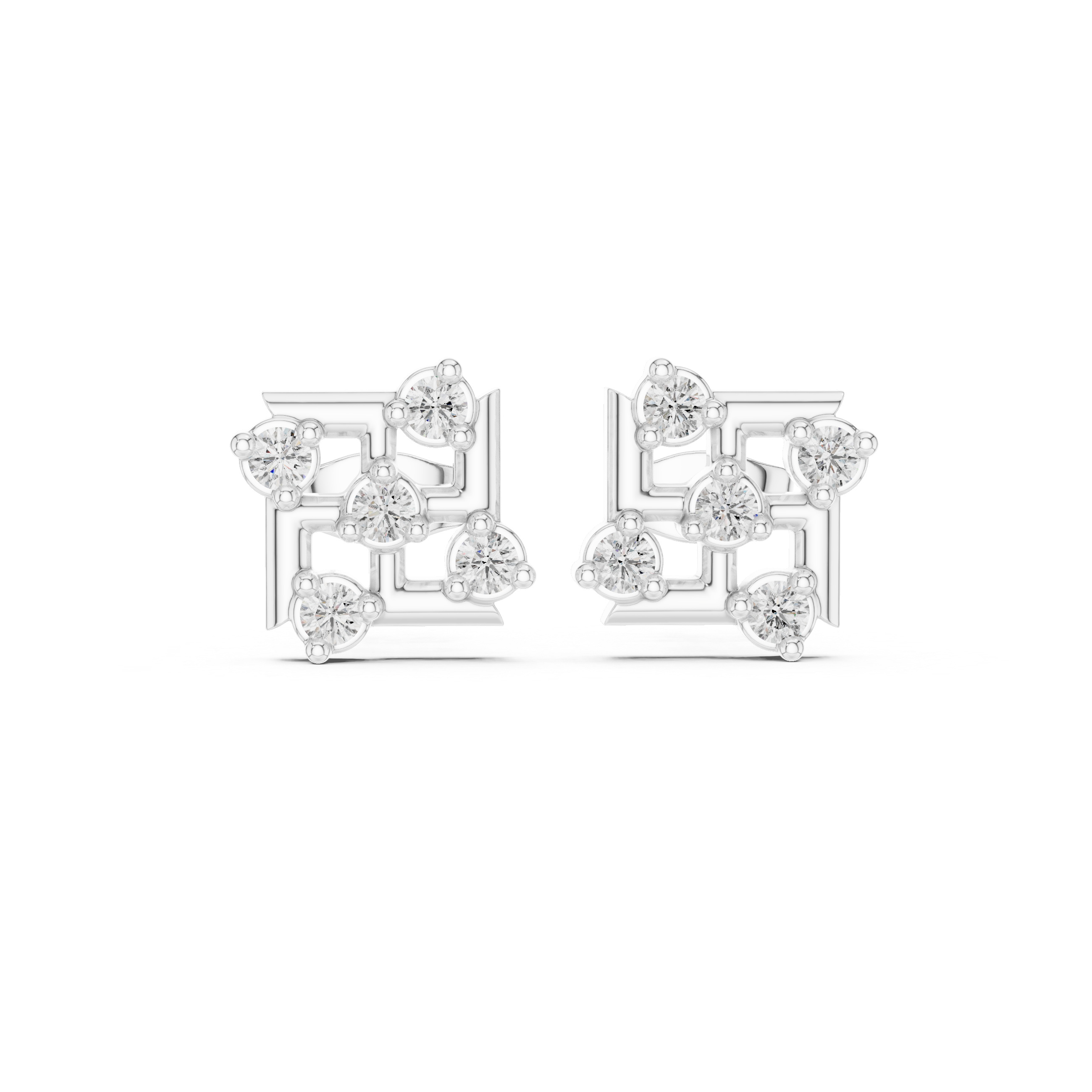 Luxury Geometric Diamond Stud Earrings
