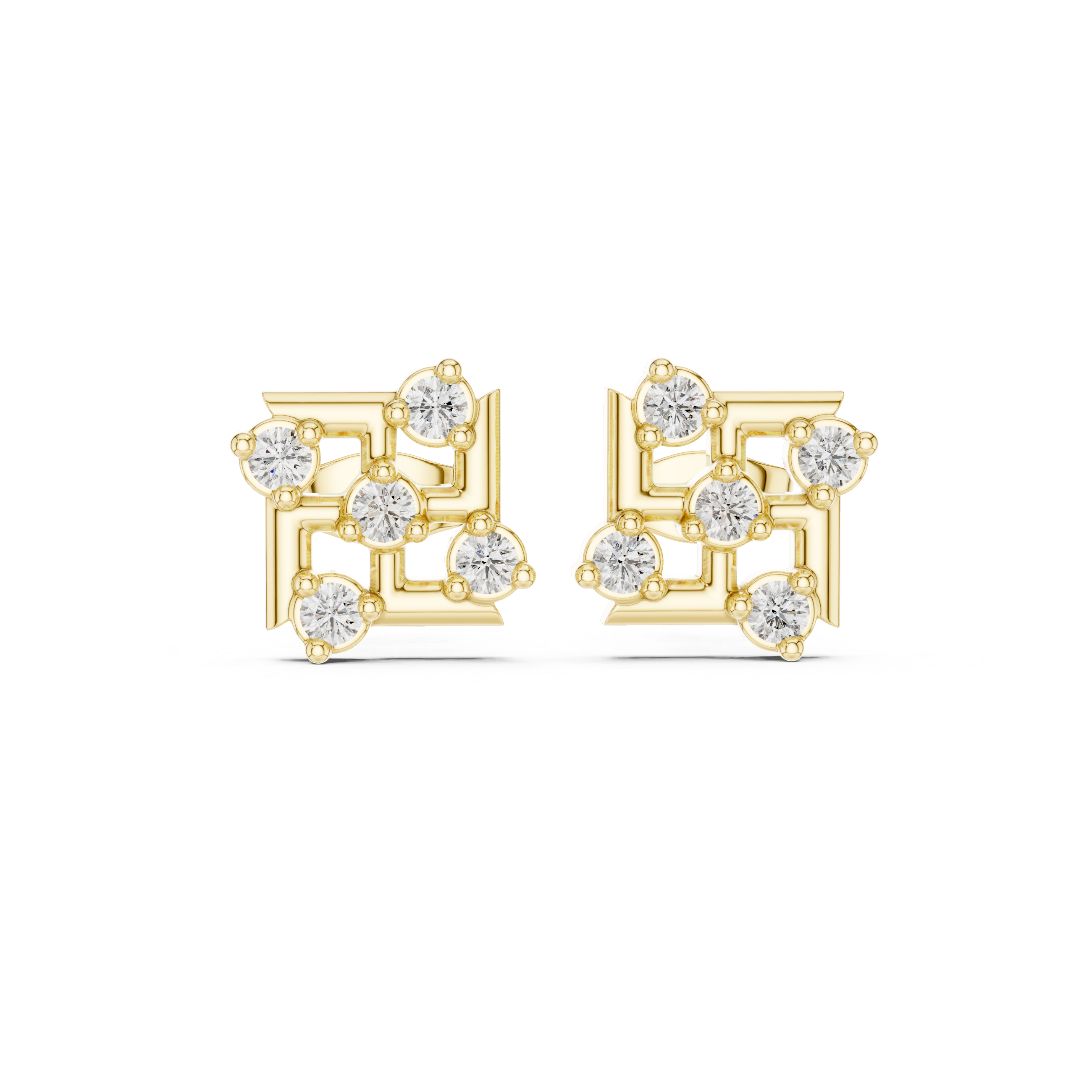 Luxury Geometric Diamond Stud Earrings