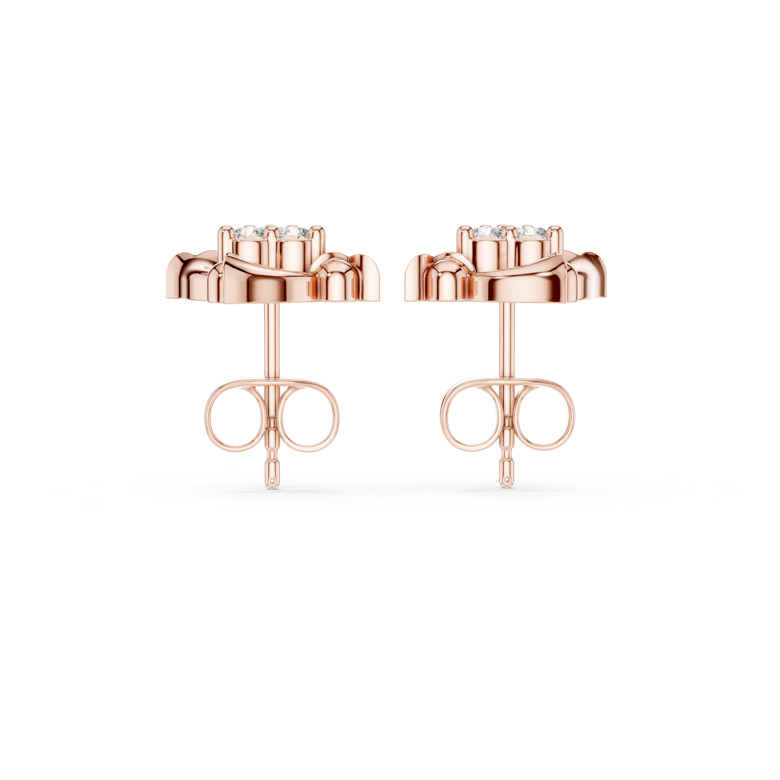 Luxury Floral Diamond Stud Earrings