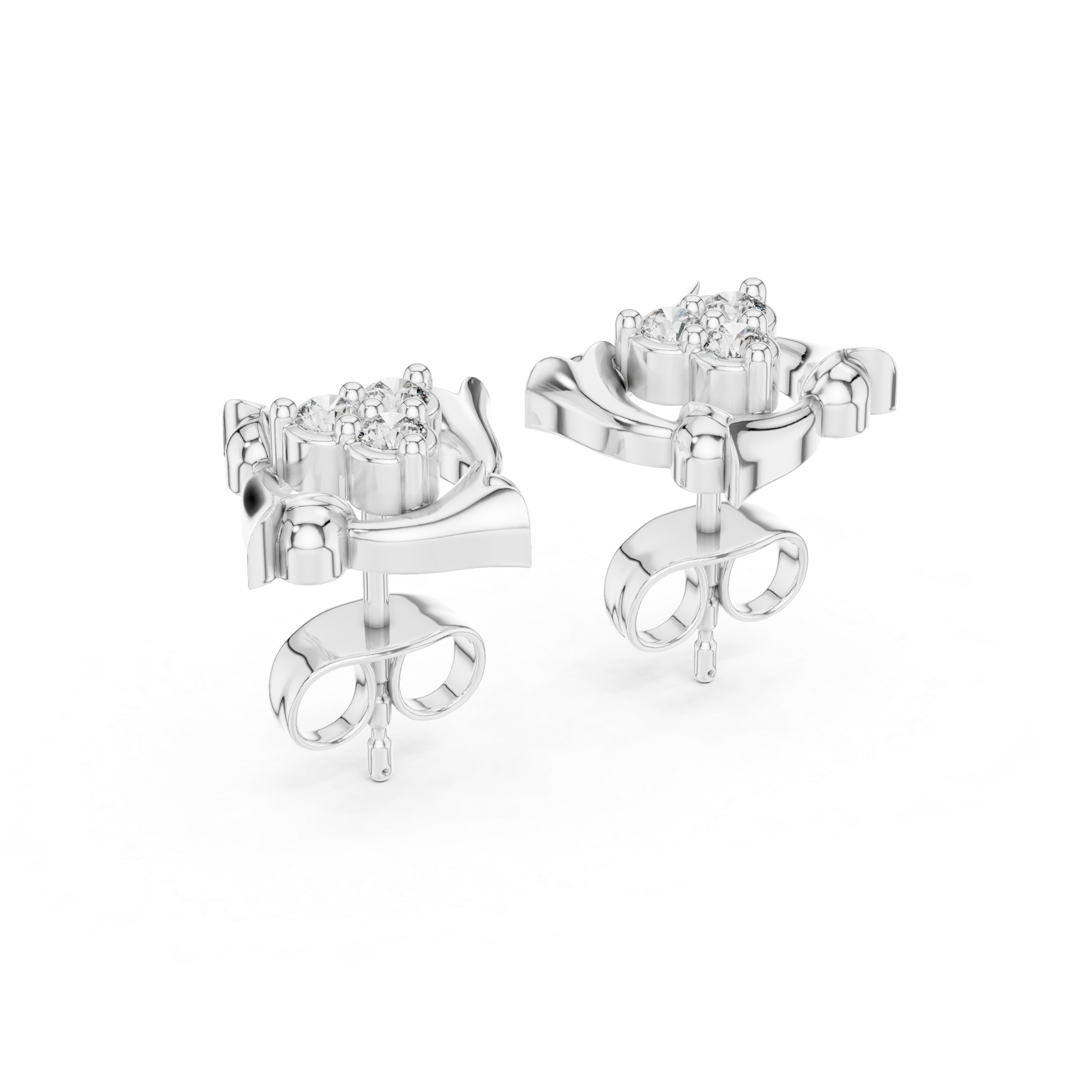 Luxury Floral Diamond Stud Earrings