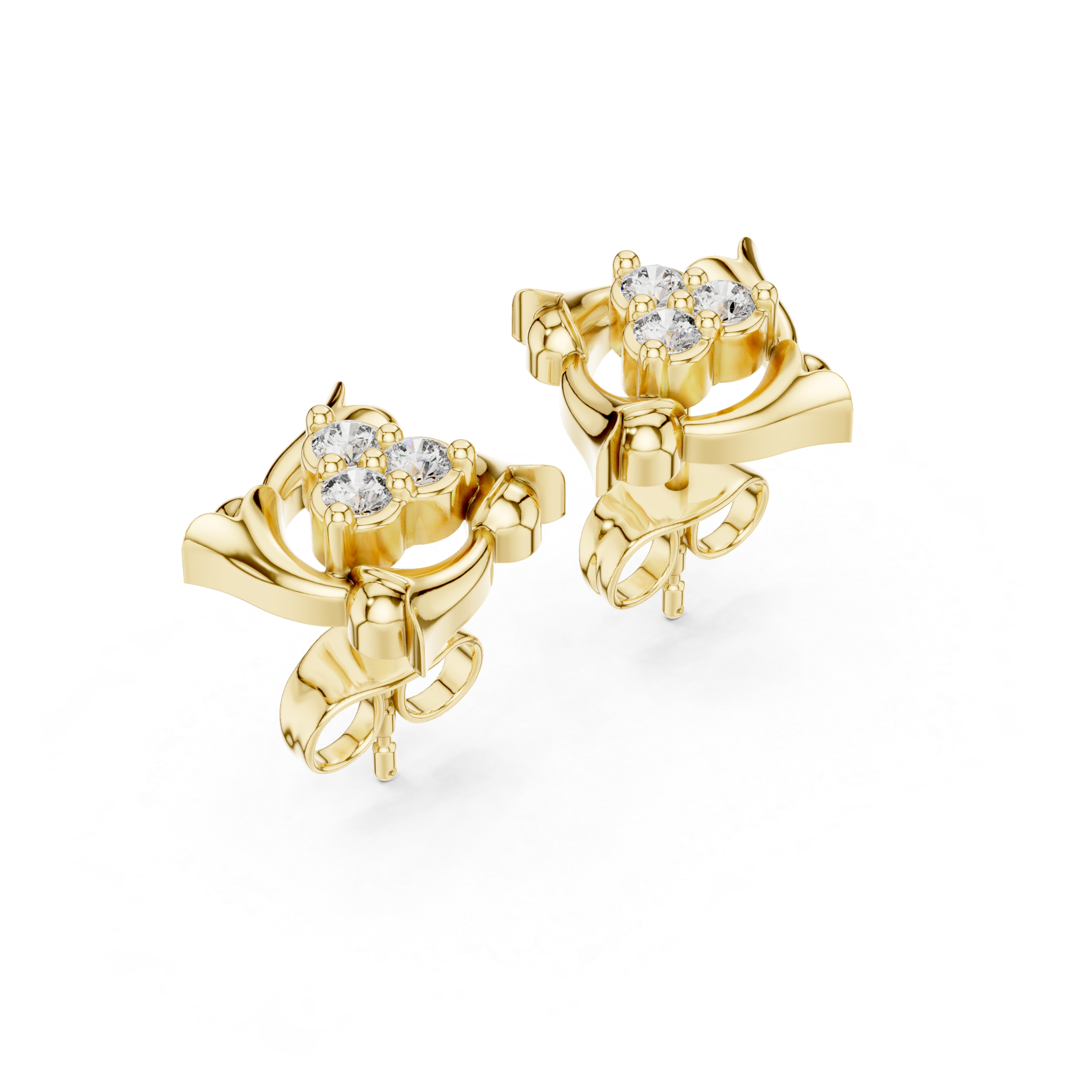 Luxury Floral Diamond Stud Earrings