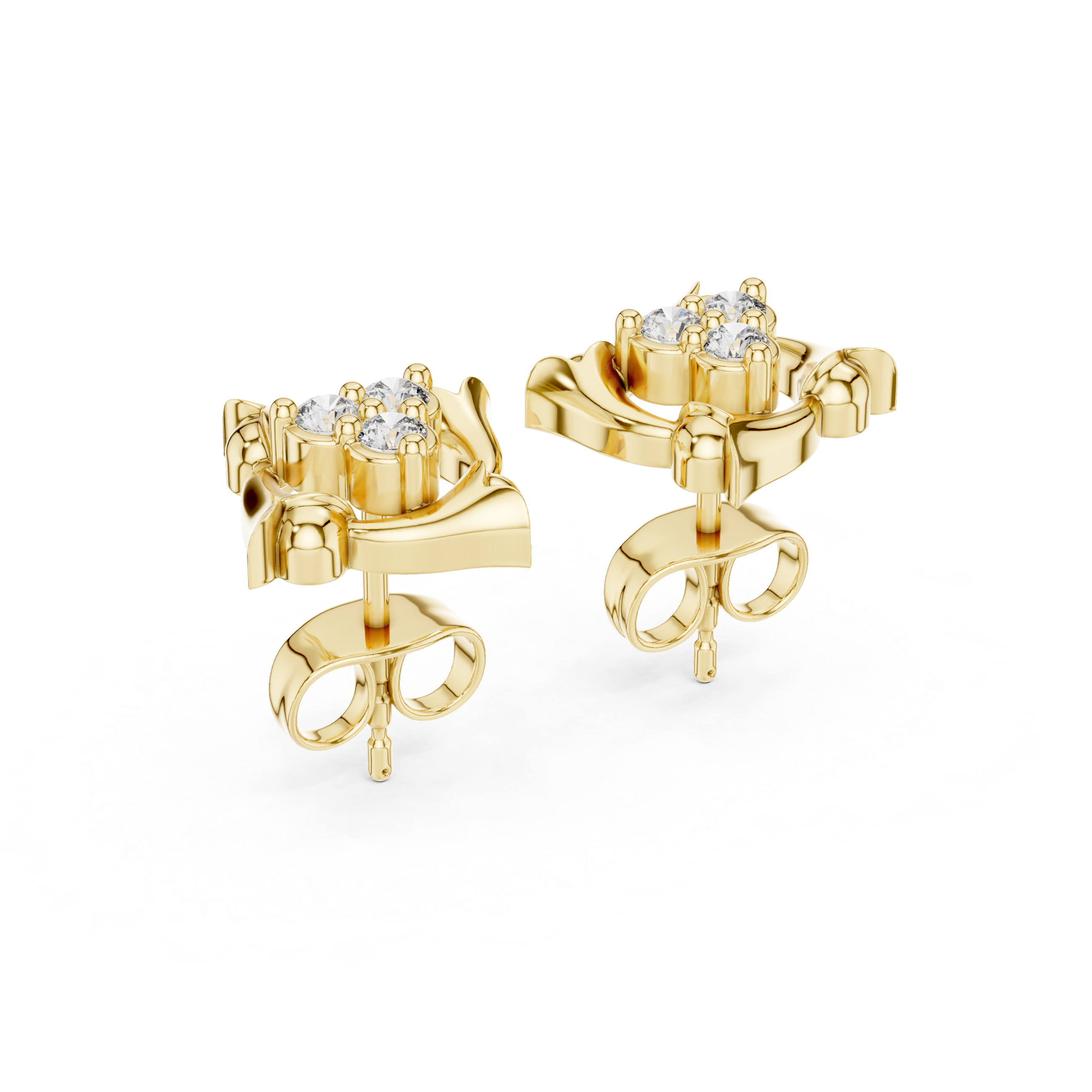 Luxury Floral Diamond Stud Earrings